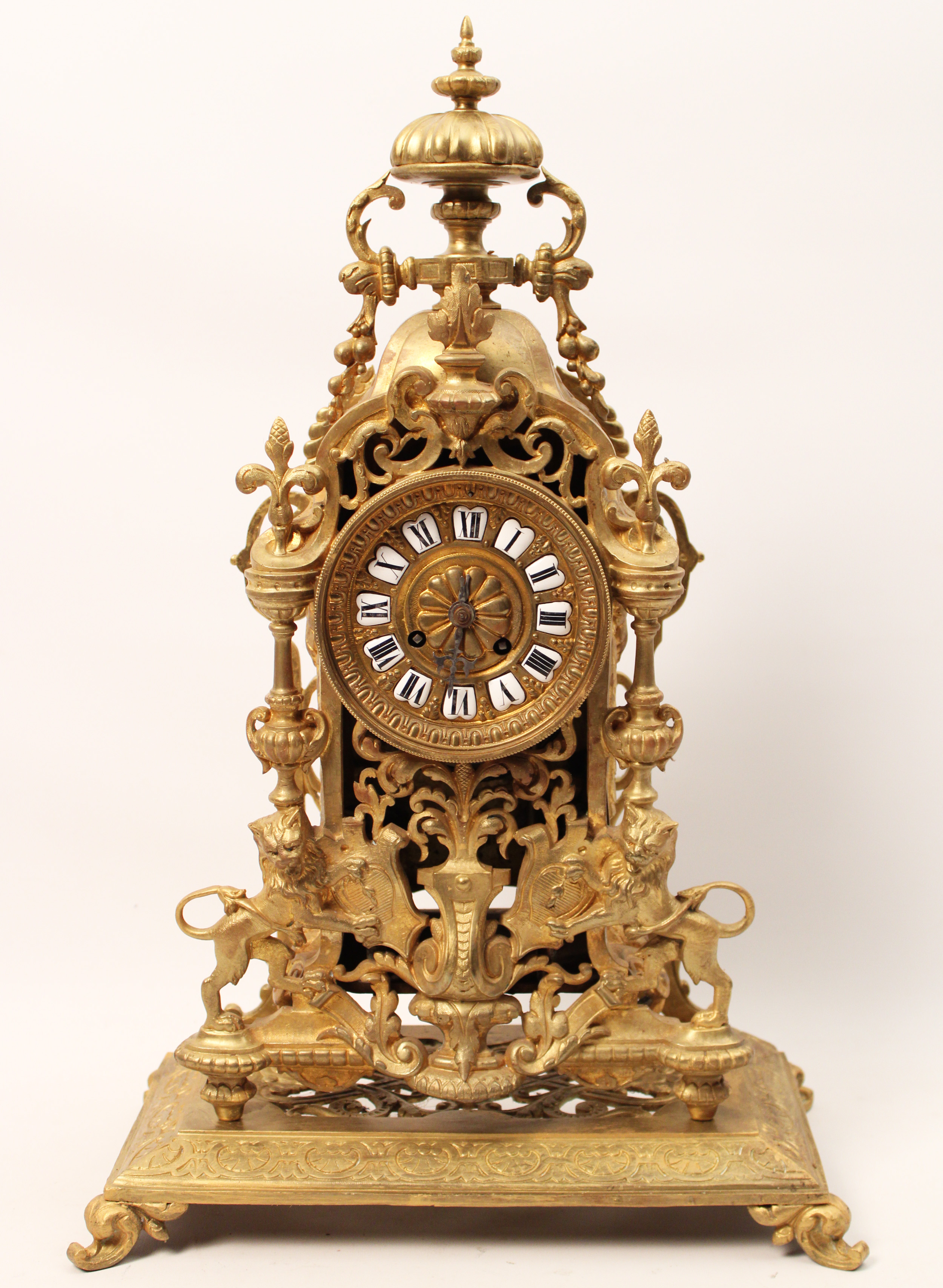 FRENCH GILT BRONZE CLOCK W/ RIBBED