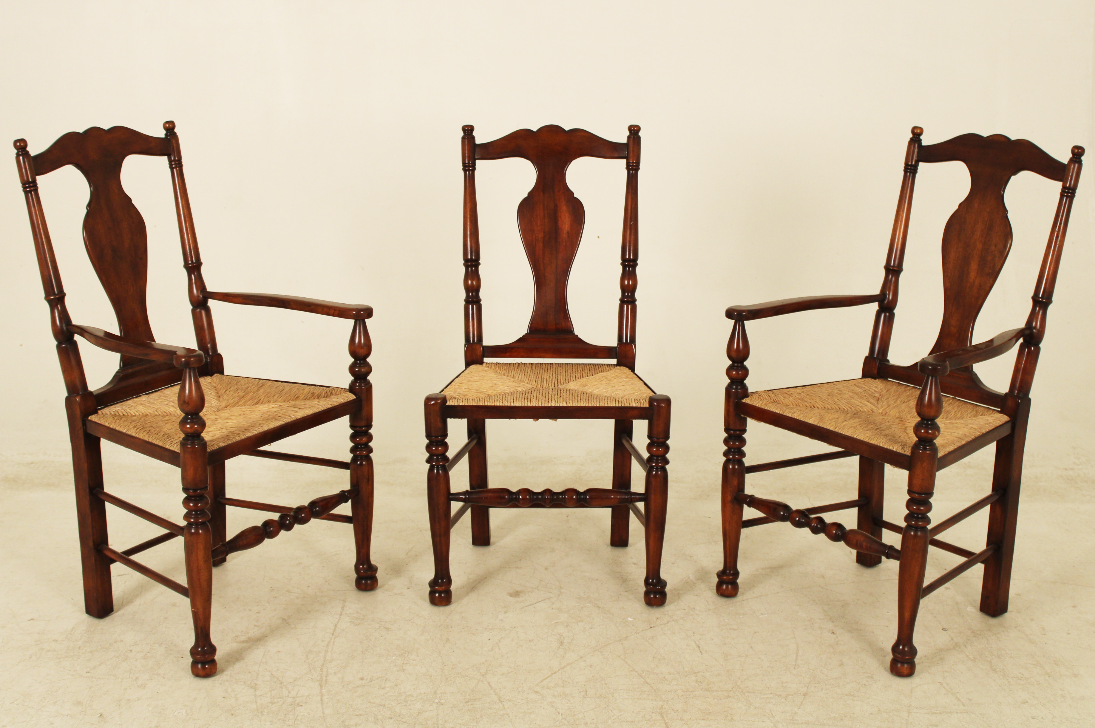 8 RUSH SEAT WALNUT CHAIRS BY THEODORE 35f62a