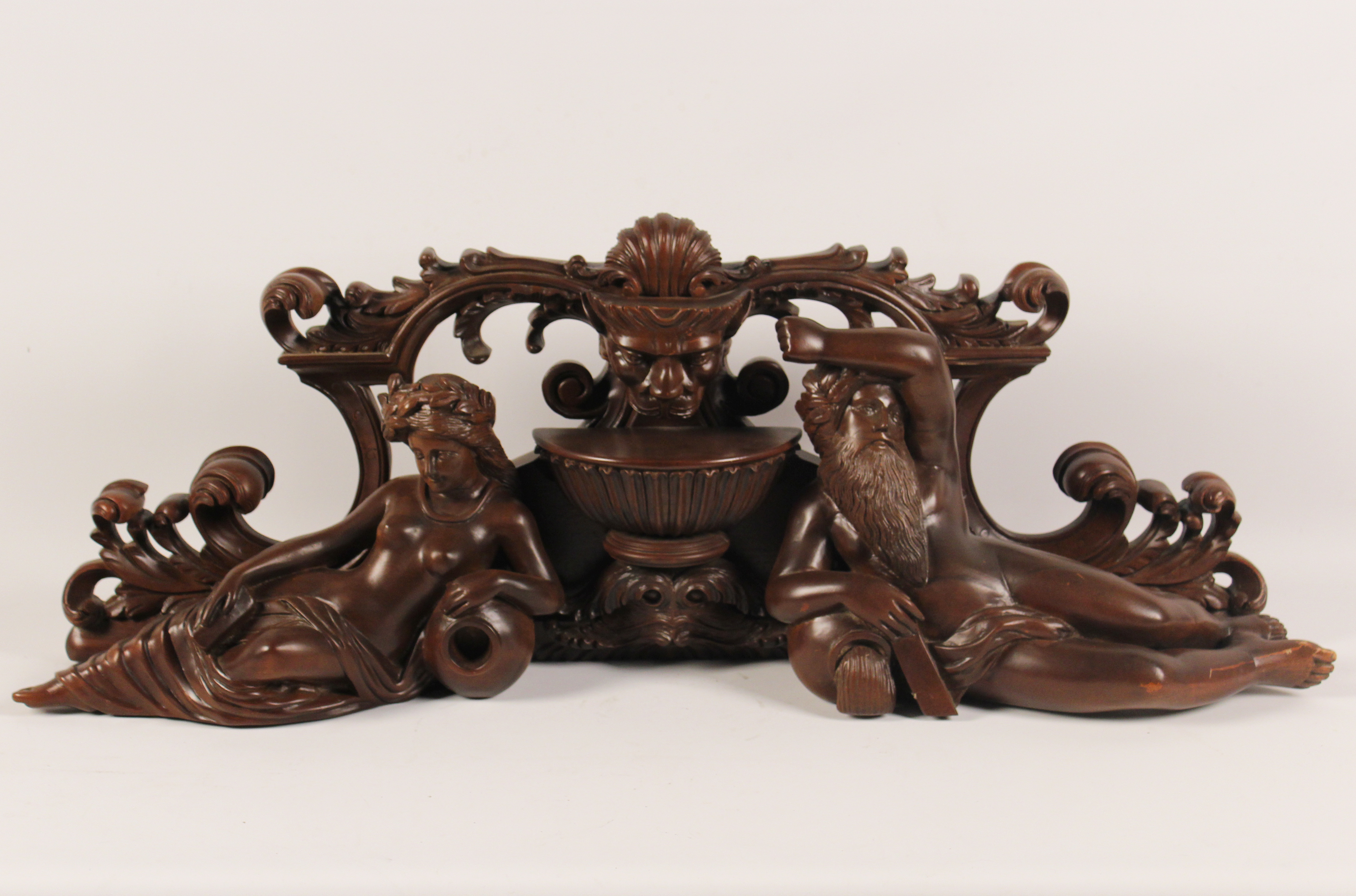 CARVED WOOD FIGURAL ARCHITECTURAL