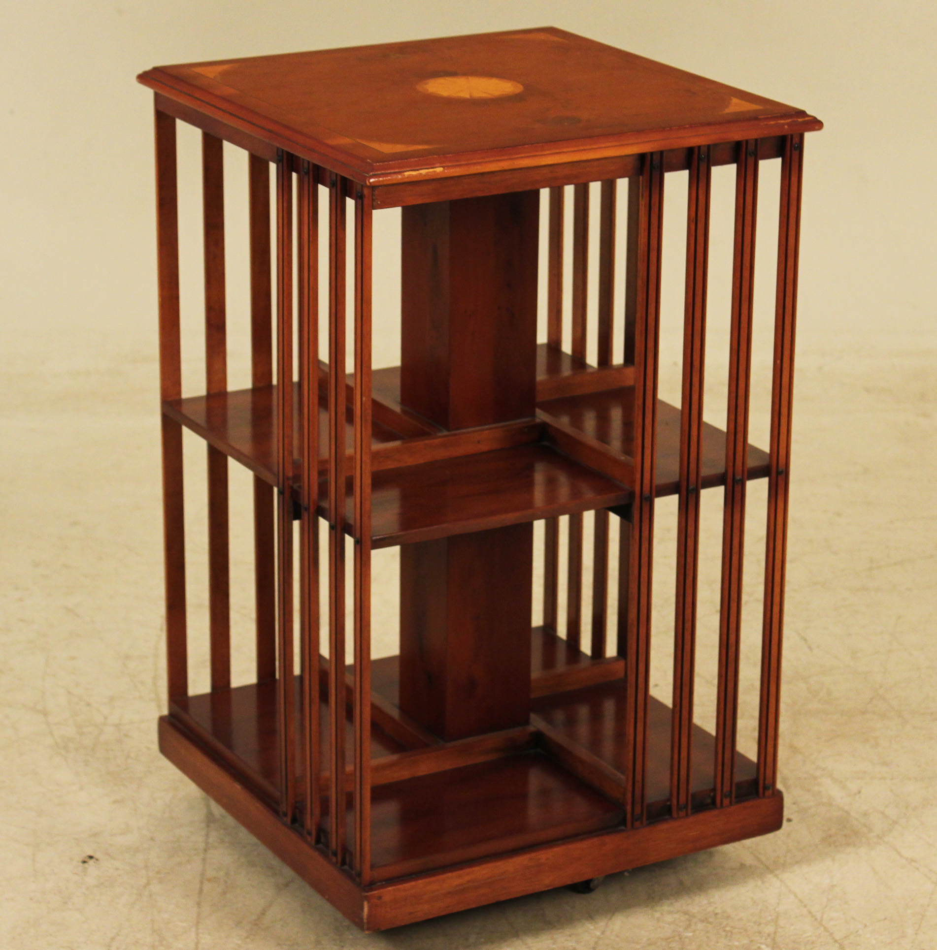 ENGLISH YEWWOOD REVOLVING BOOKCASE