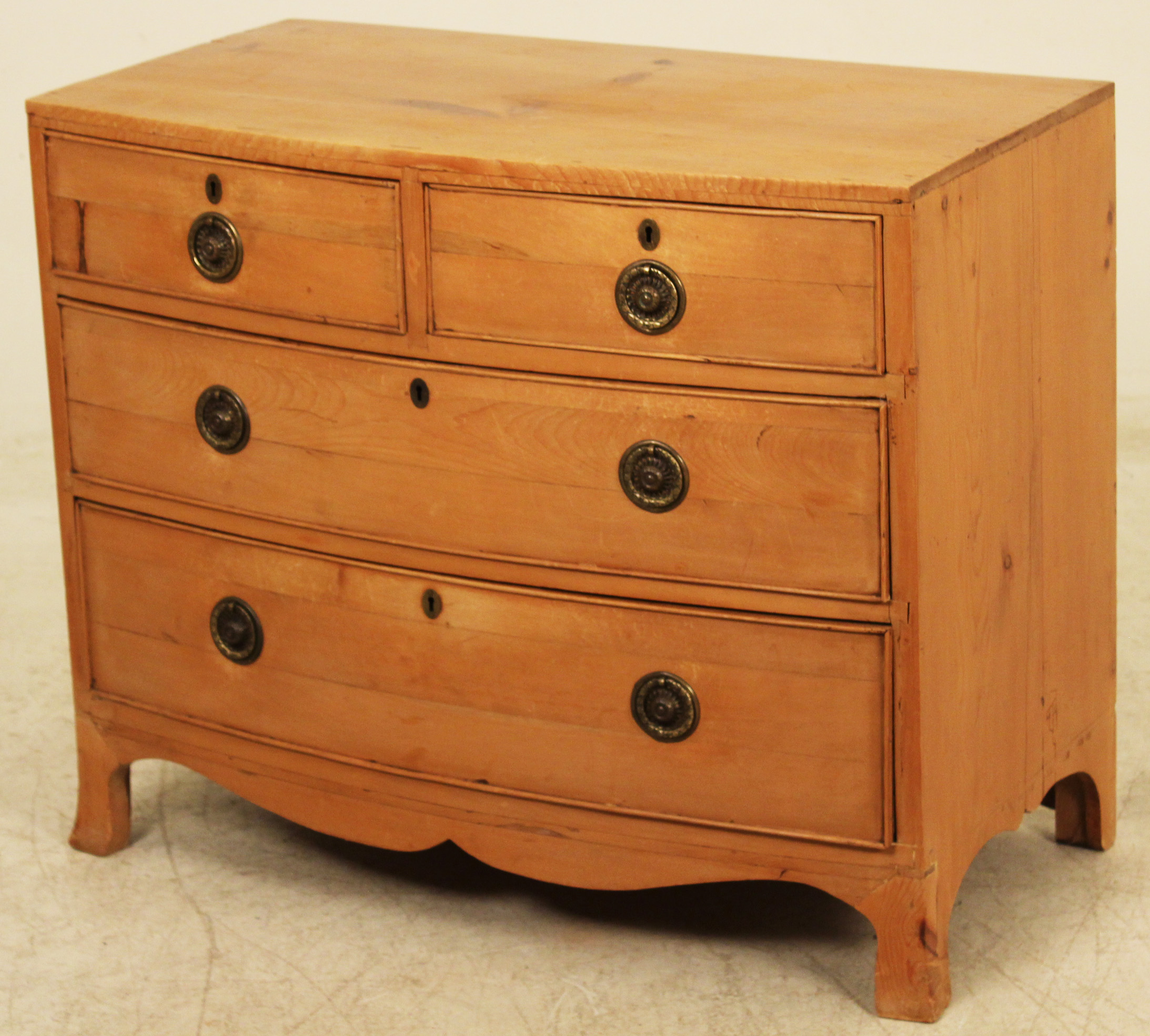 ENGLISH COTTAGE PINE 4 DRAWER BOWFRONT