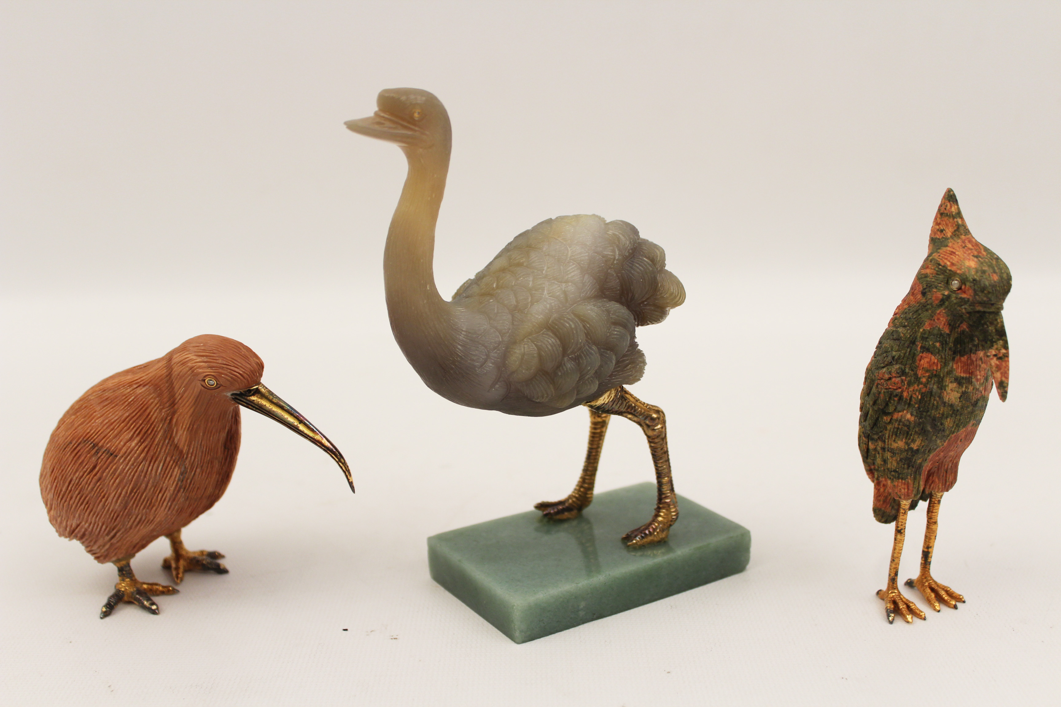 3 RECREATED FABERGE BIRDS W/ ORIGINAL