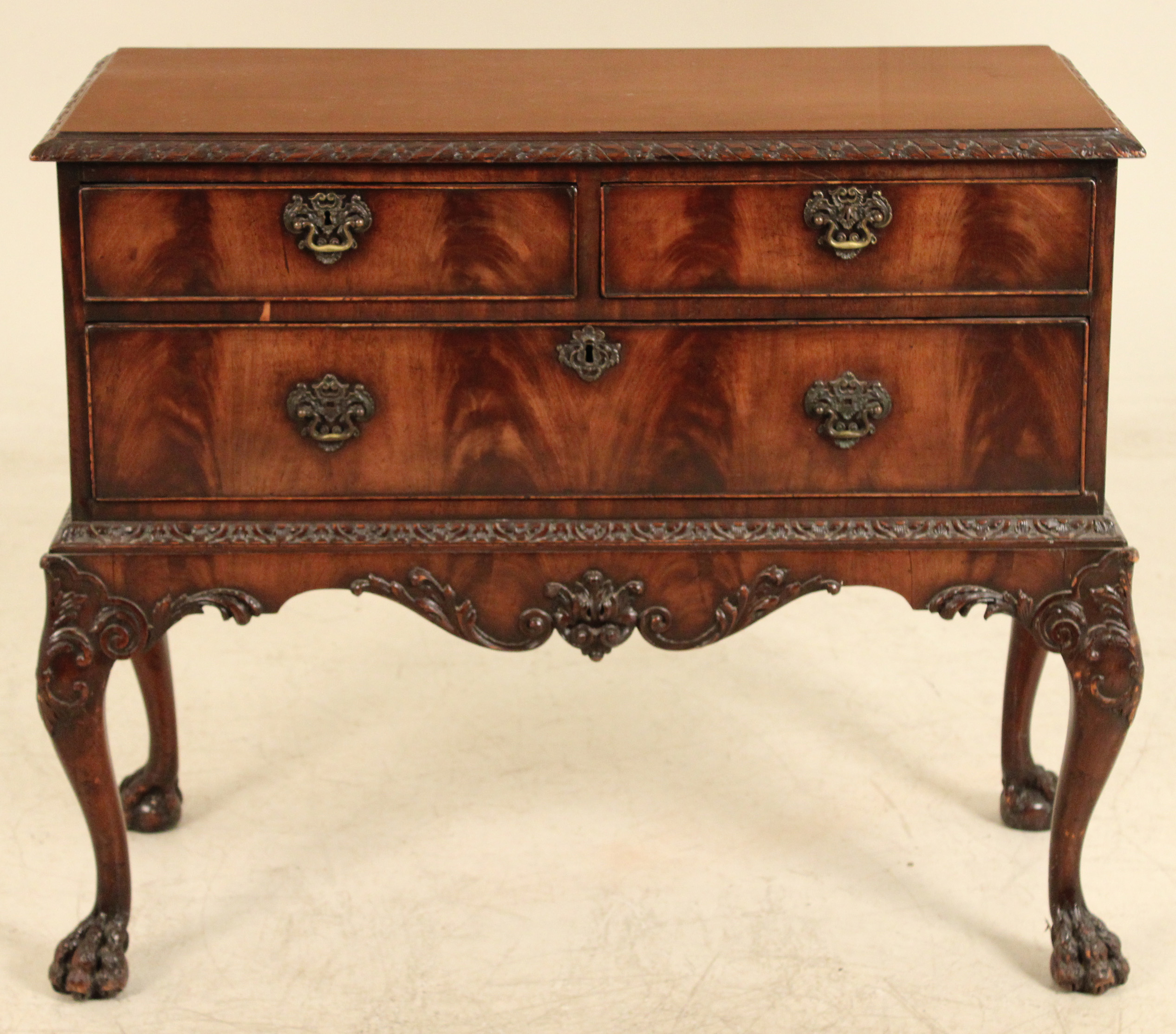 IRISH CHIPPENDALE STYLE MAHOGANY LOWBOY