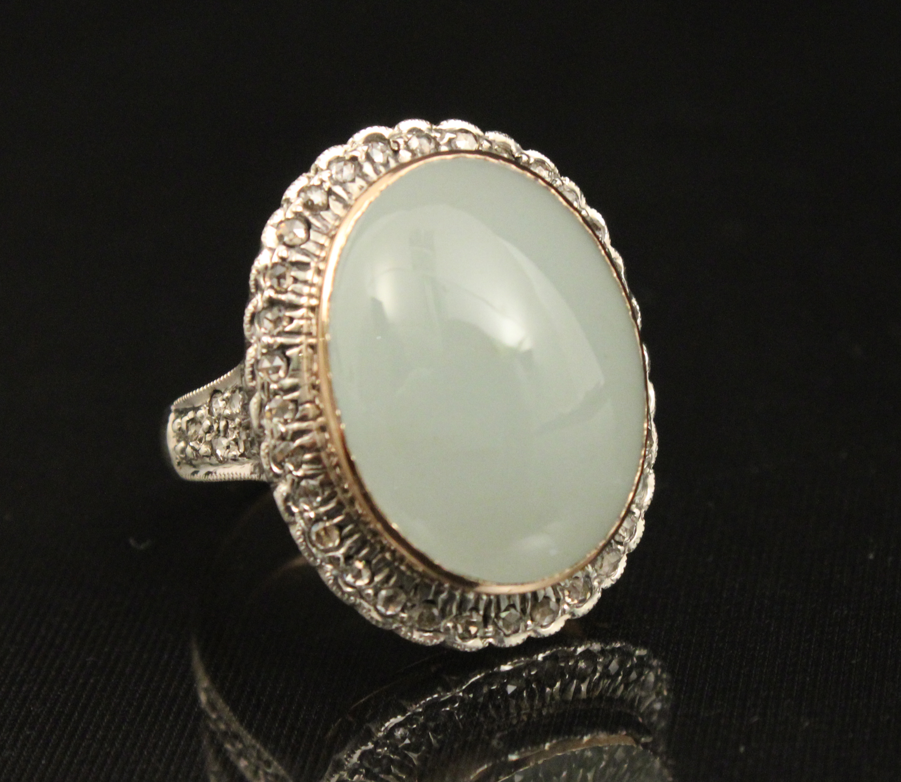 18K DIAMOND AND CABOCHON AQUAMARINE 35f763