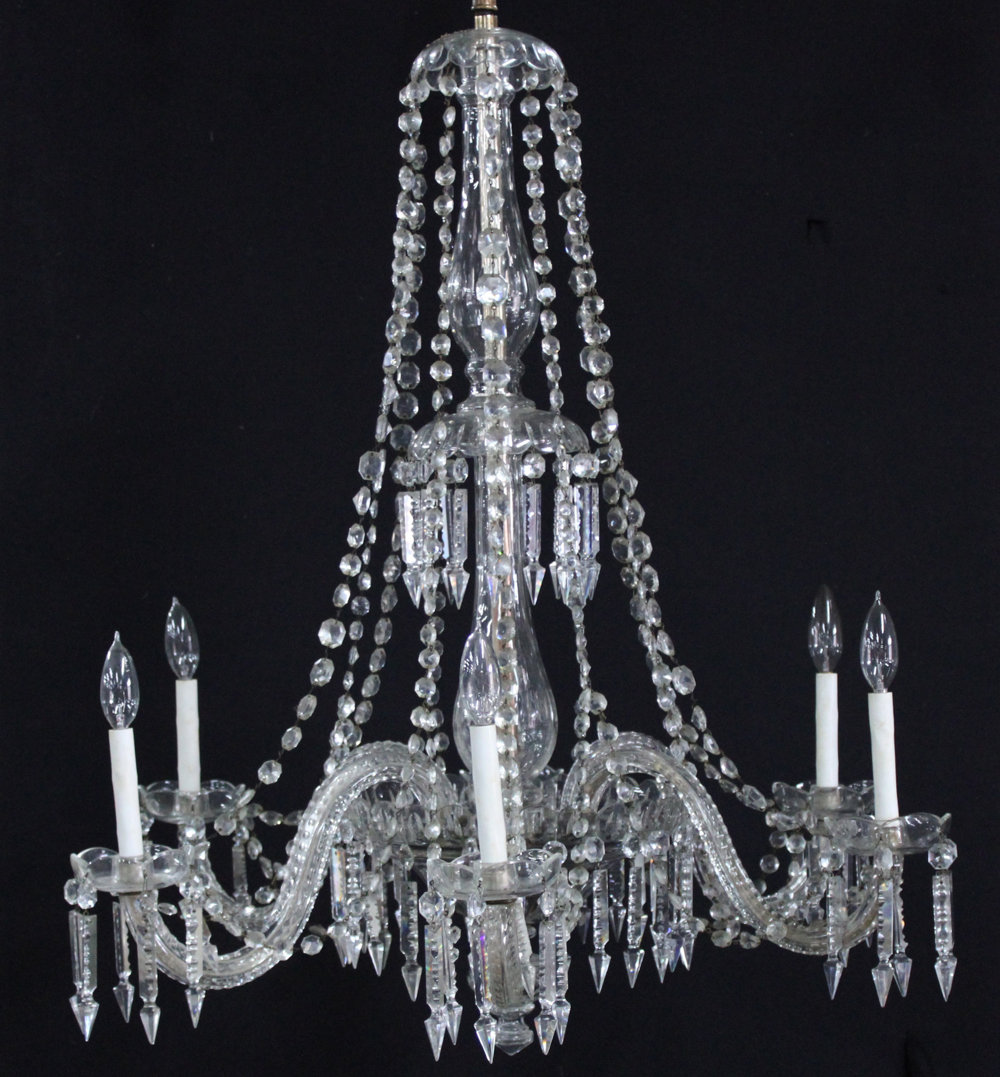 ANTIQUE IRISH CUT CRYSTAL 6 LIGHT