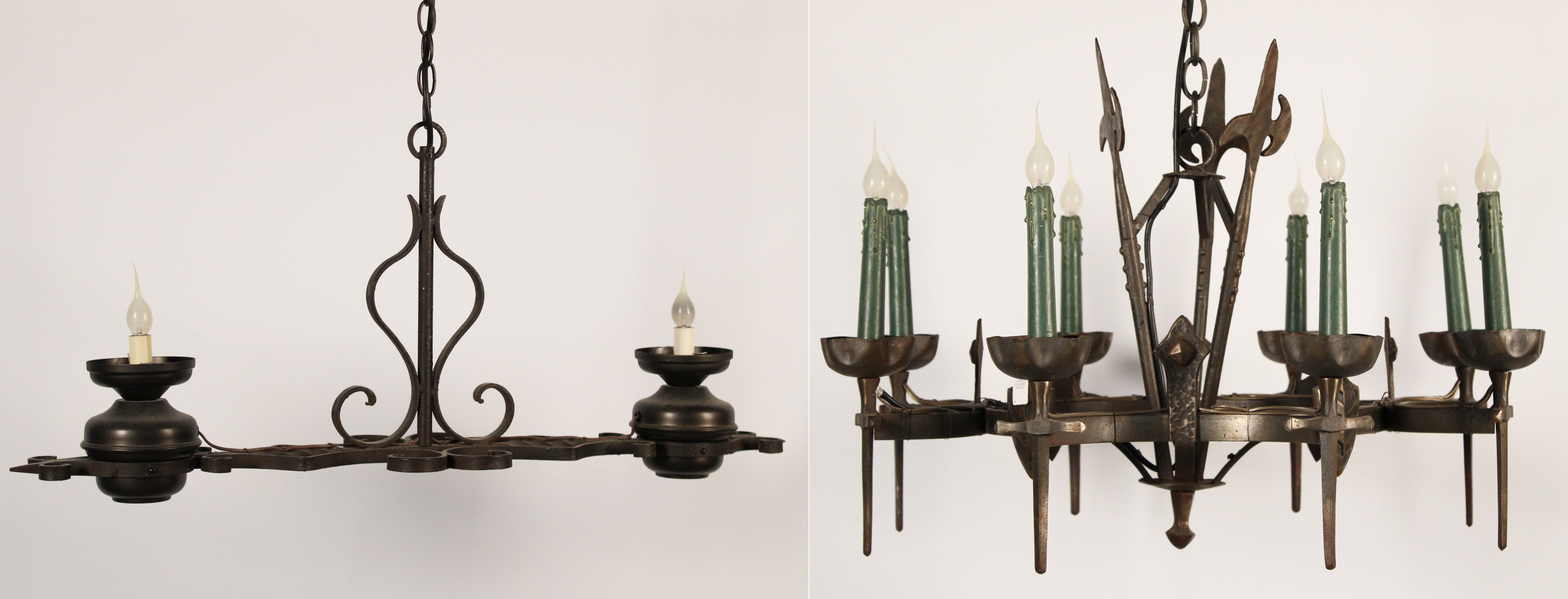 2 MEDIEVAL STYLE IRON CHANDELIERS