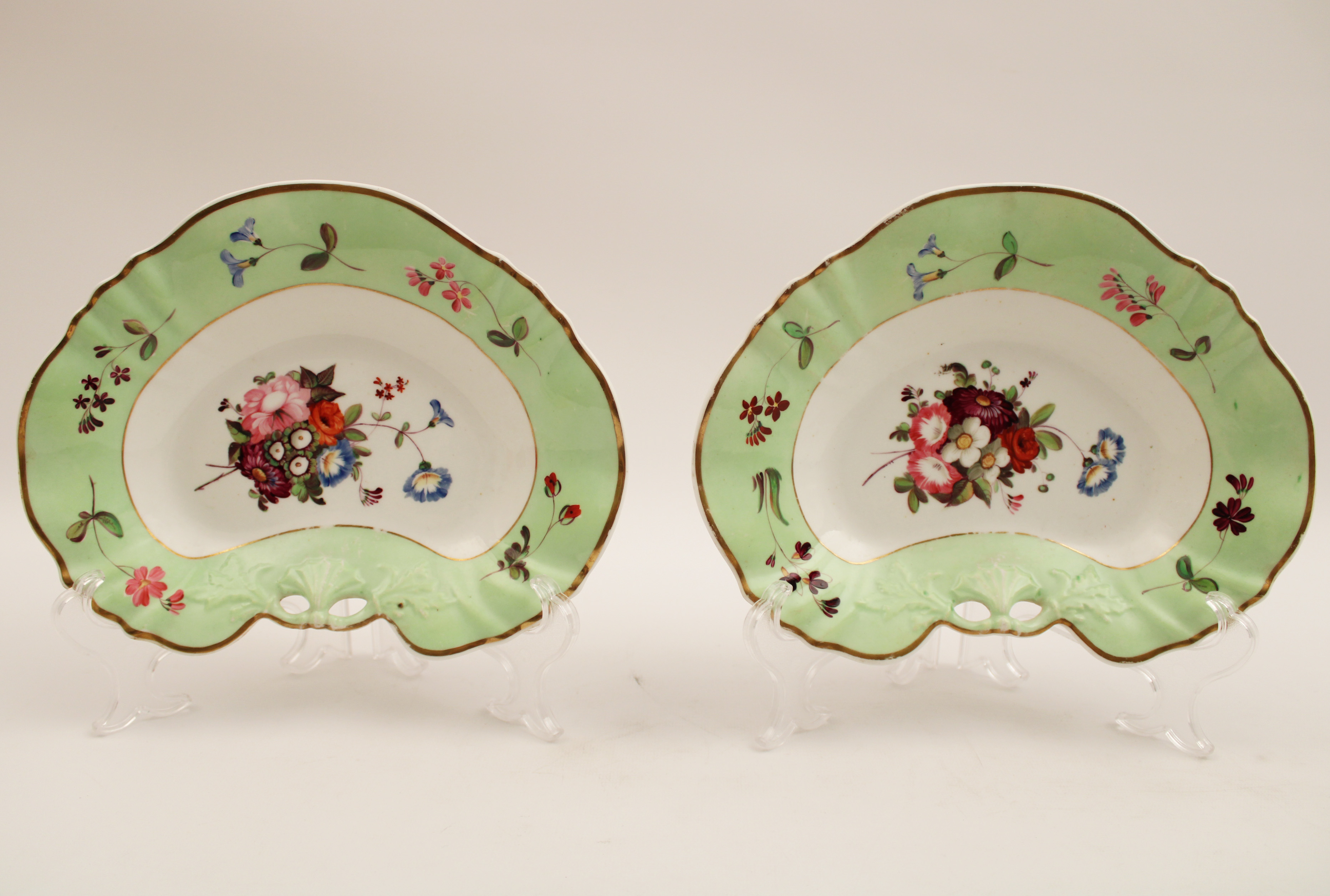 PR OF FRENCH LEAF SHAPED PORCELAIN