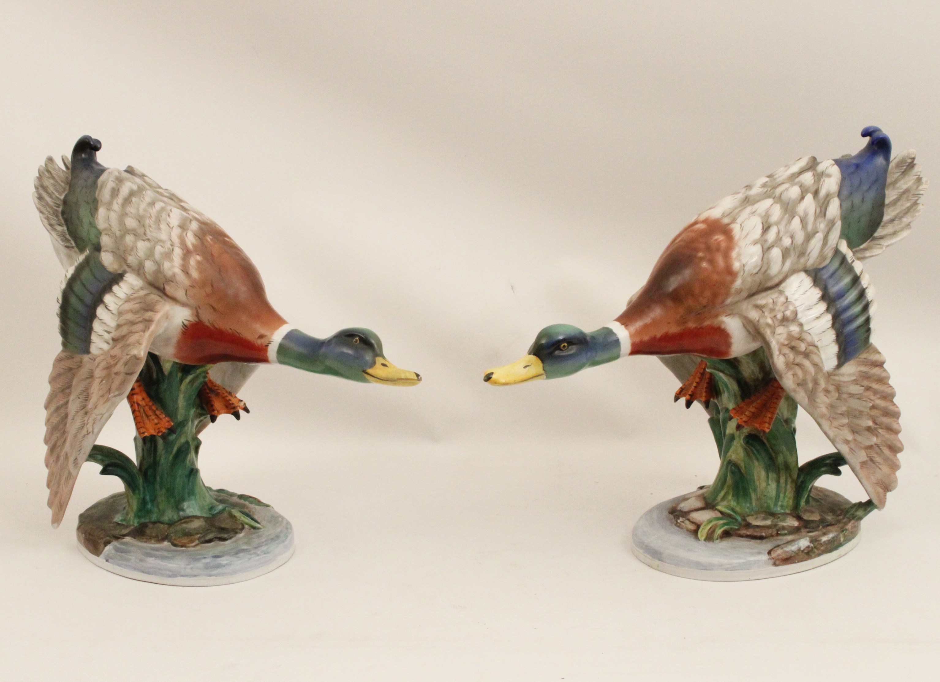 PR OF LARGE ITALIAN FAIENCE DUCK MODELS