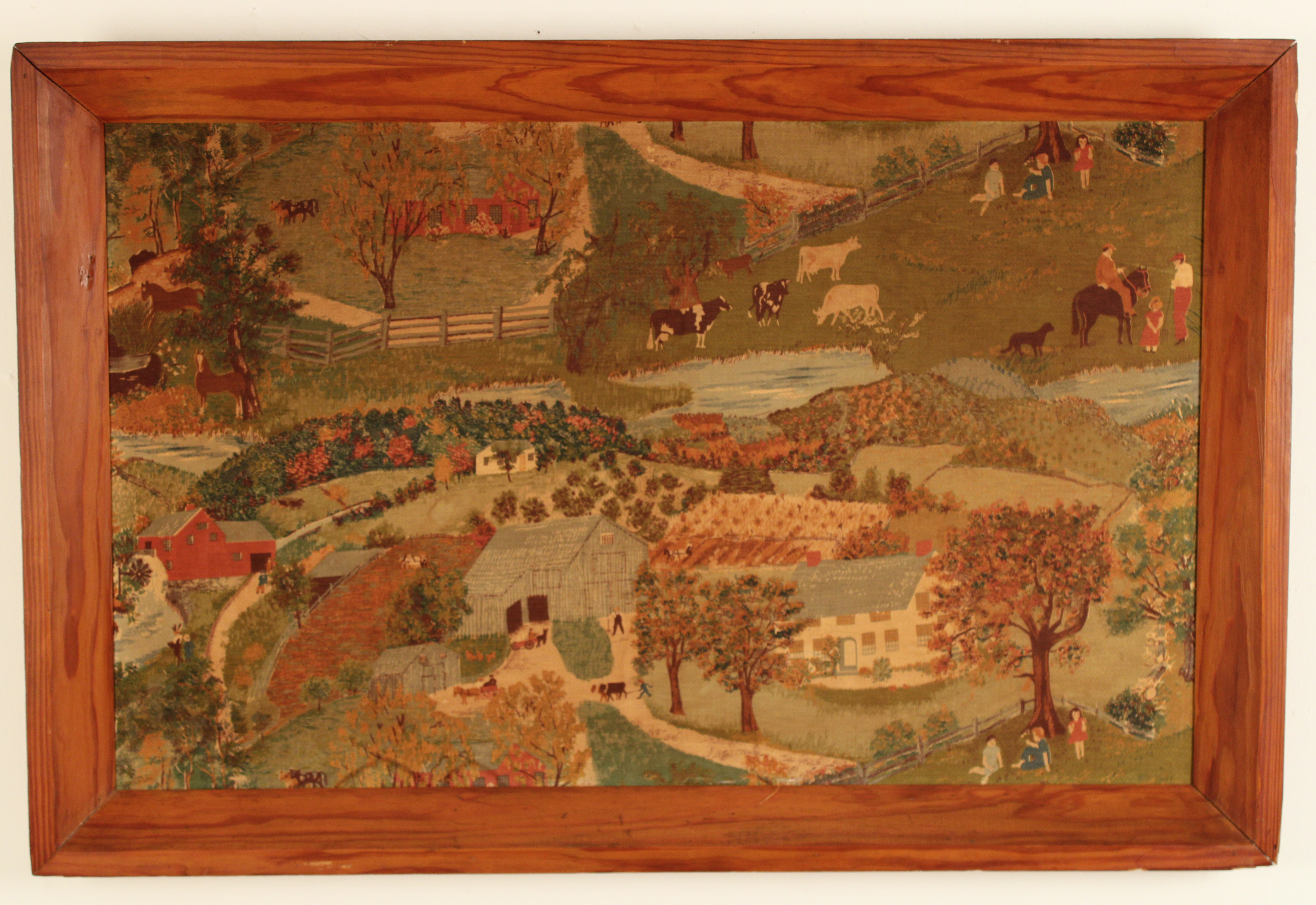 LARGE AMERICAN FOLK ART LANDSCAPE