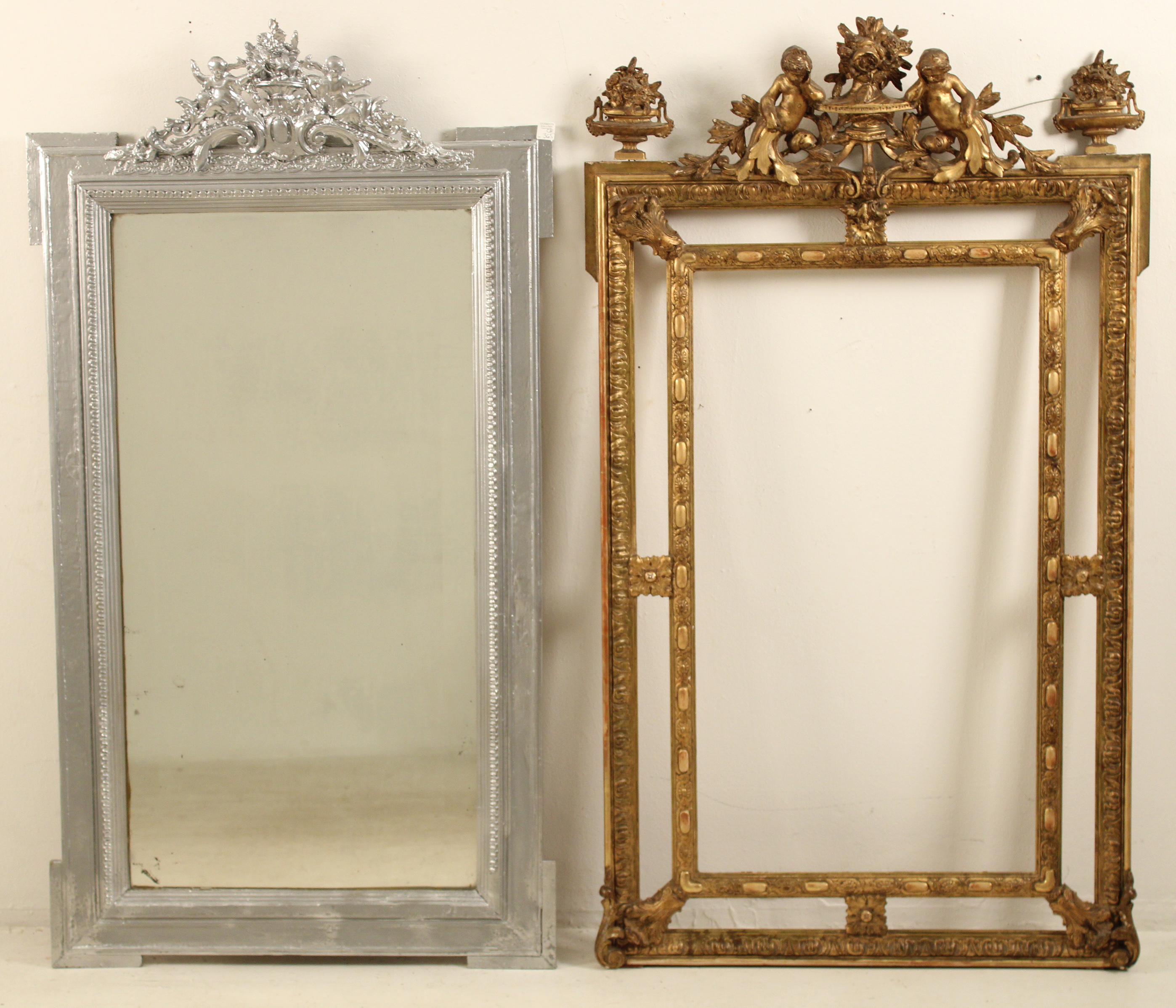 TWO ANTIQUE FRENCH MIRRORS 2 ANTIQUE