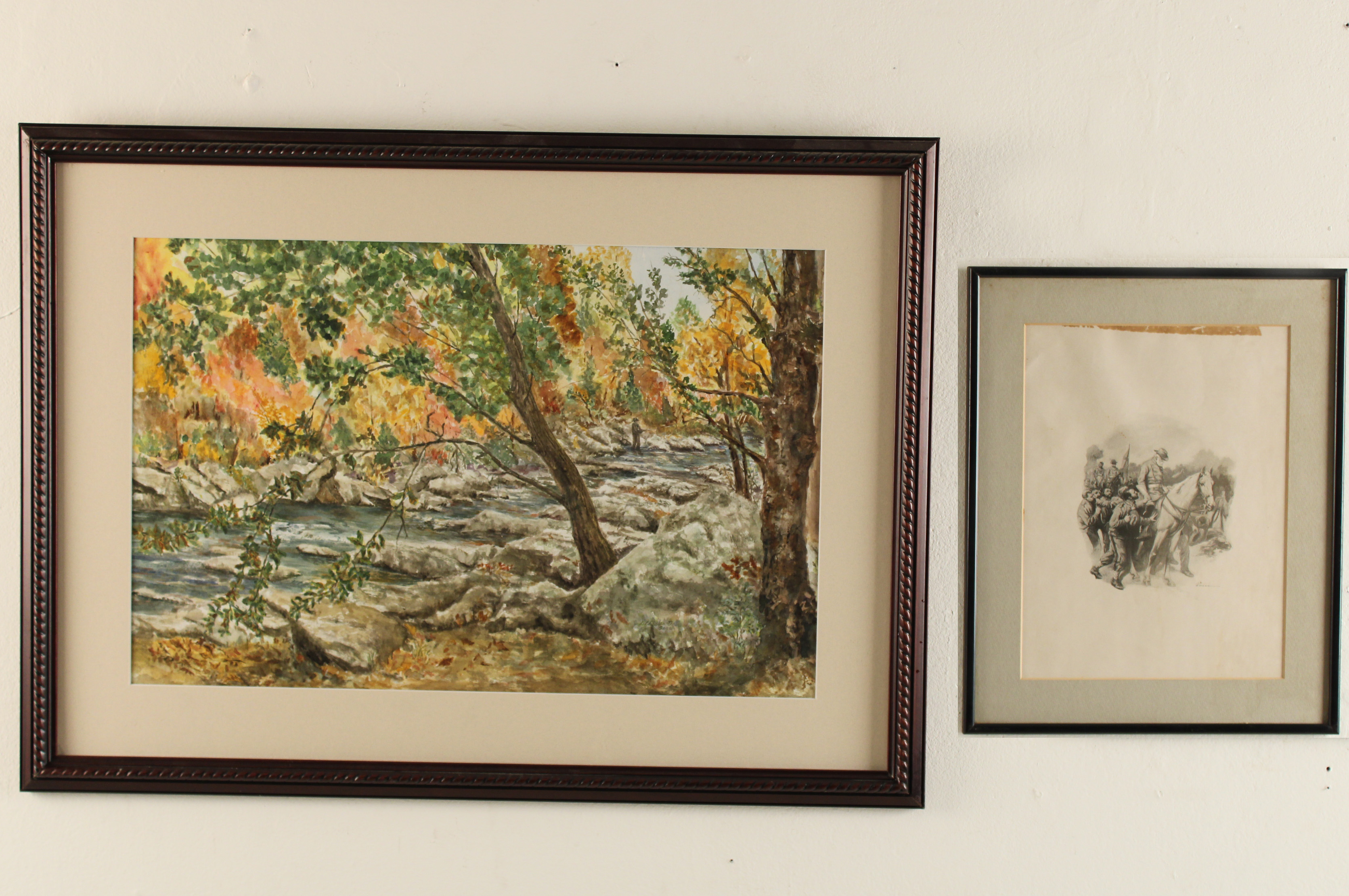 2 PC MISC LOT OF FRAMED ART TWO 35fa1f