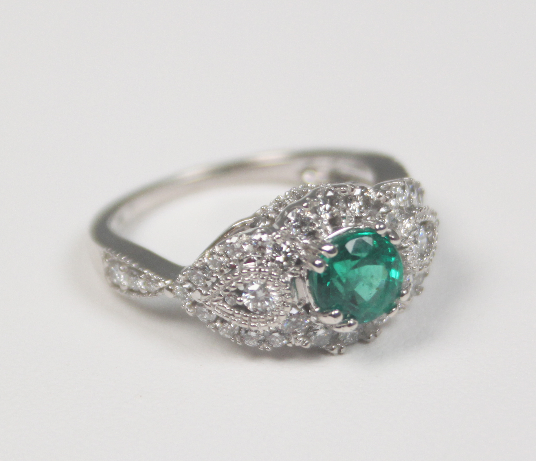 14K DIAMOND AND EMERALD LADY'S