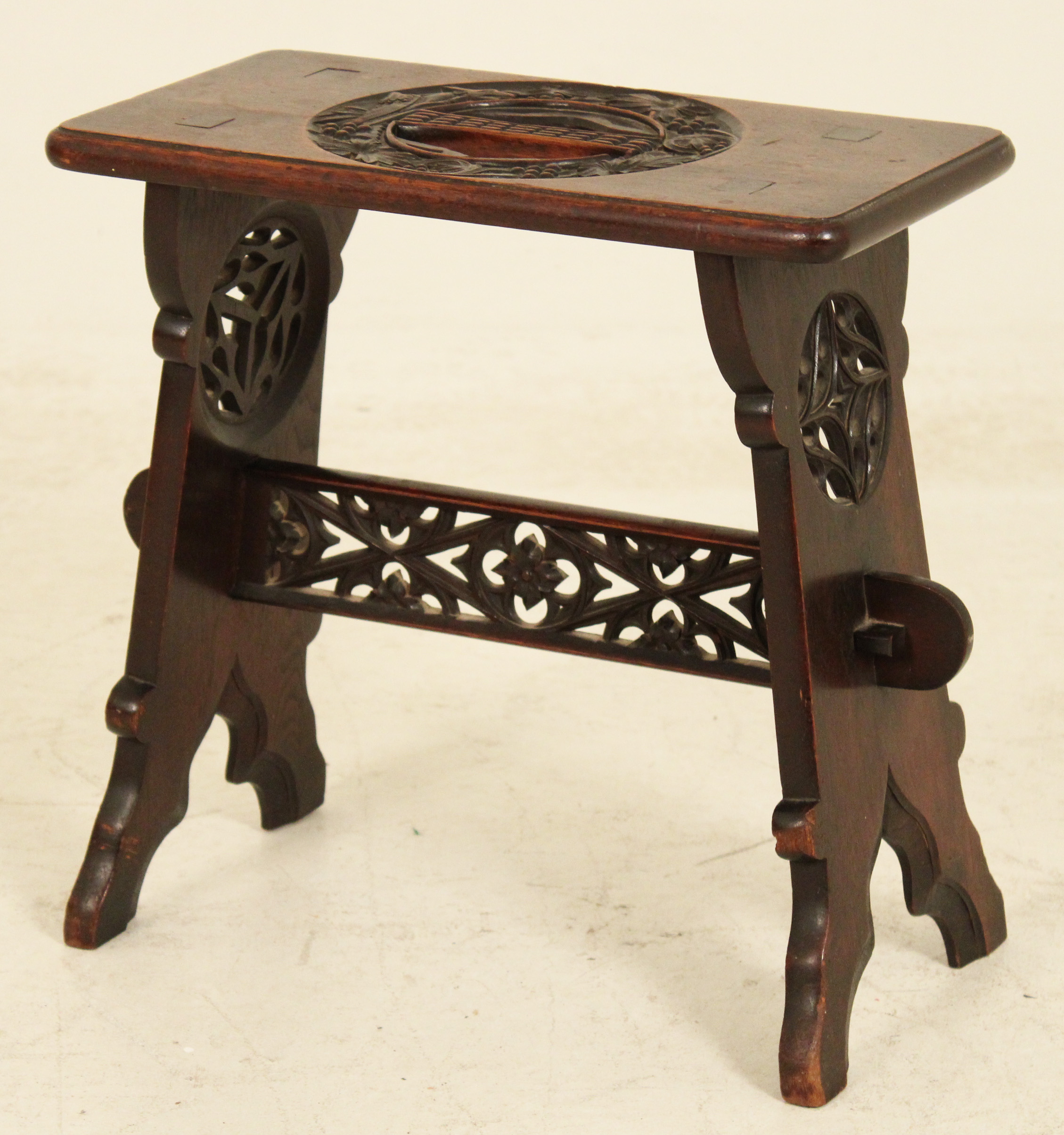 GOTHIC CARVED MAHOGANY MONK S STOOL 35fa32