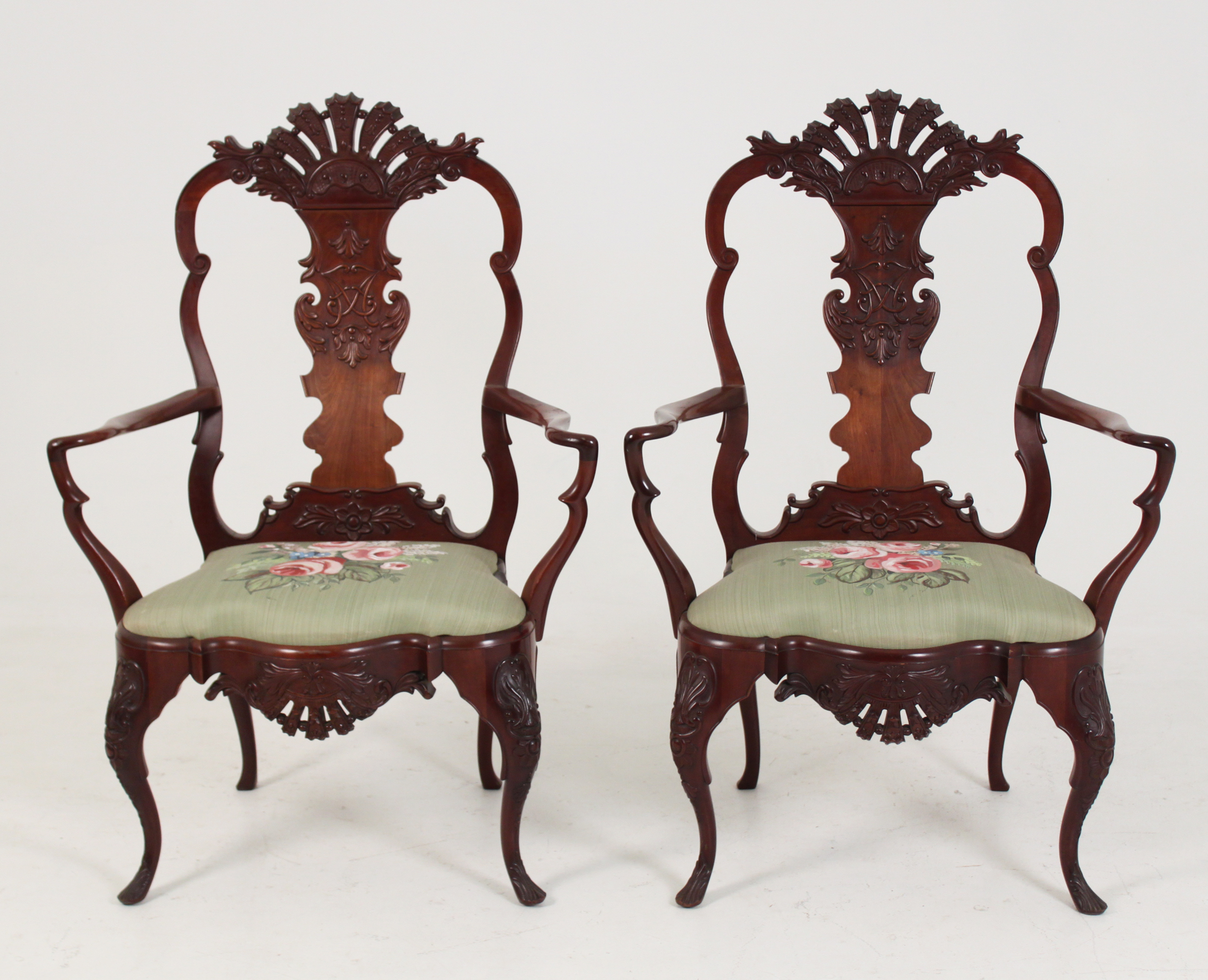 PR OF 19TH C. CARVED MAHOGANY PORTUGUESE