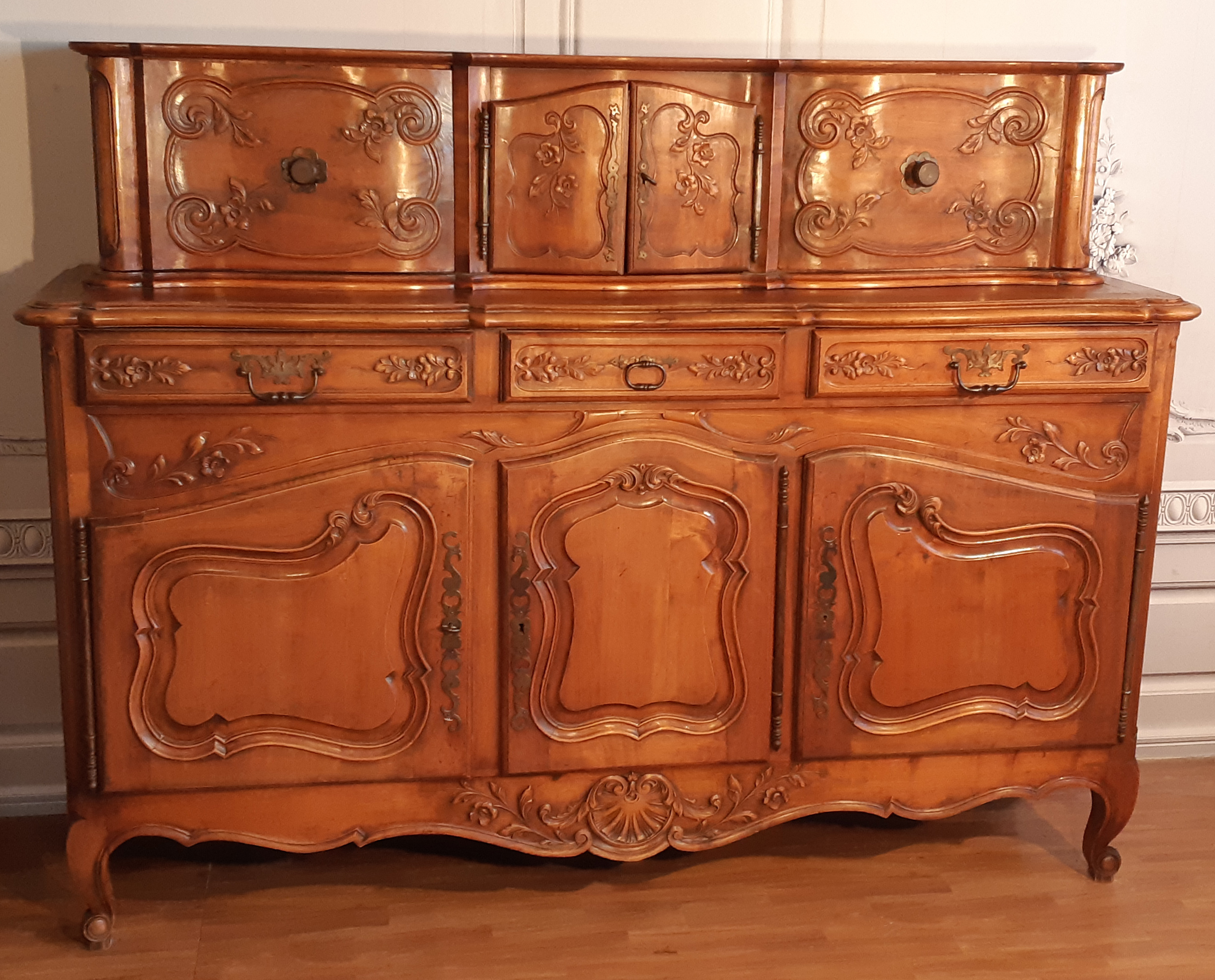 LOUIS XV STYLE SOLID CARVED FRUITWOOD 35fada