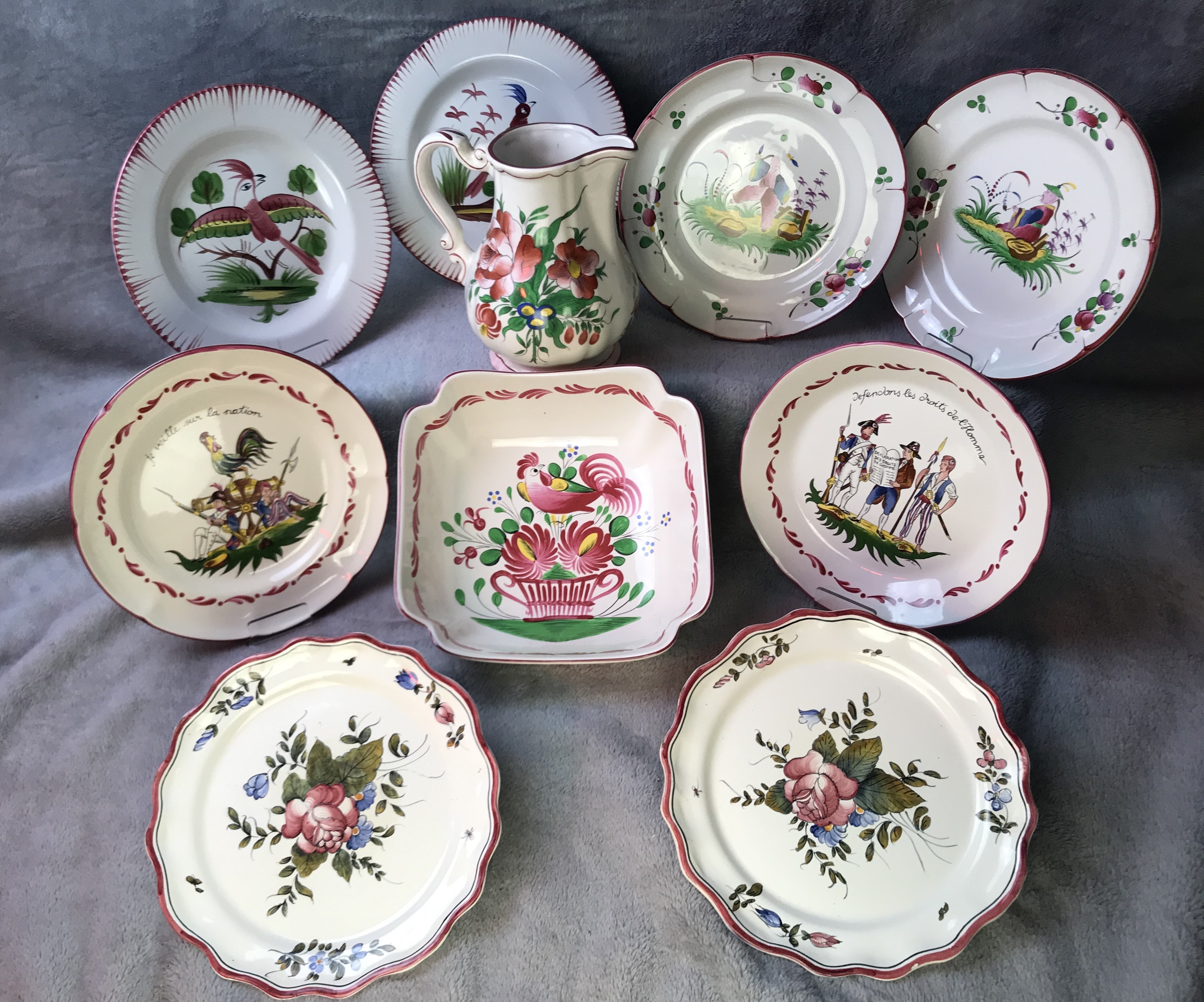 10 PC LOT OF FRENCH FAIENCE TABLE 35faf1