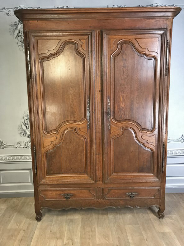 19TH C. LOUIS XV STYLE OAK ARMOIRE LOUIS