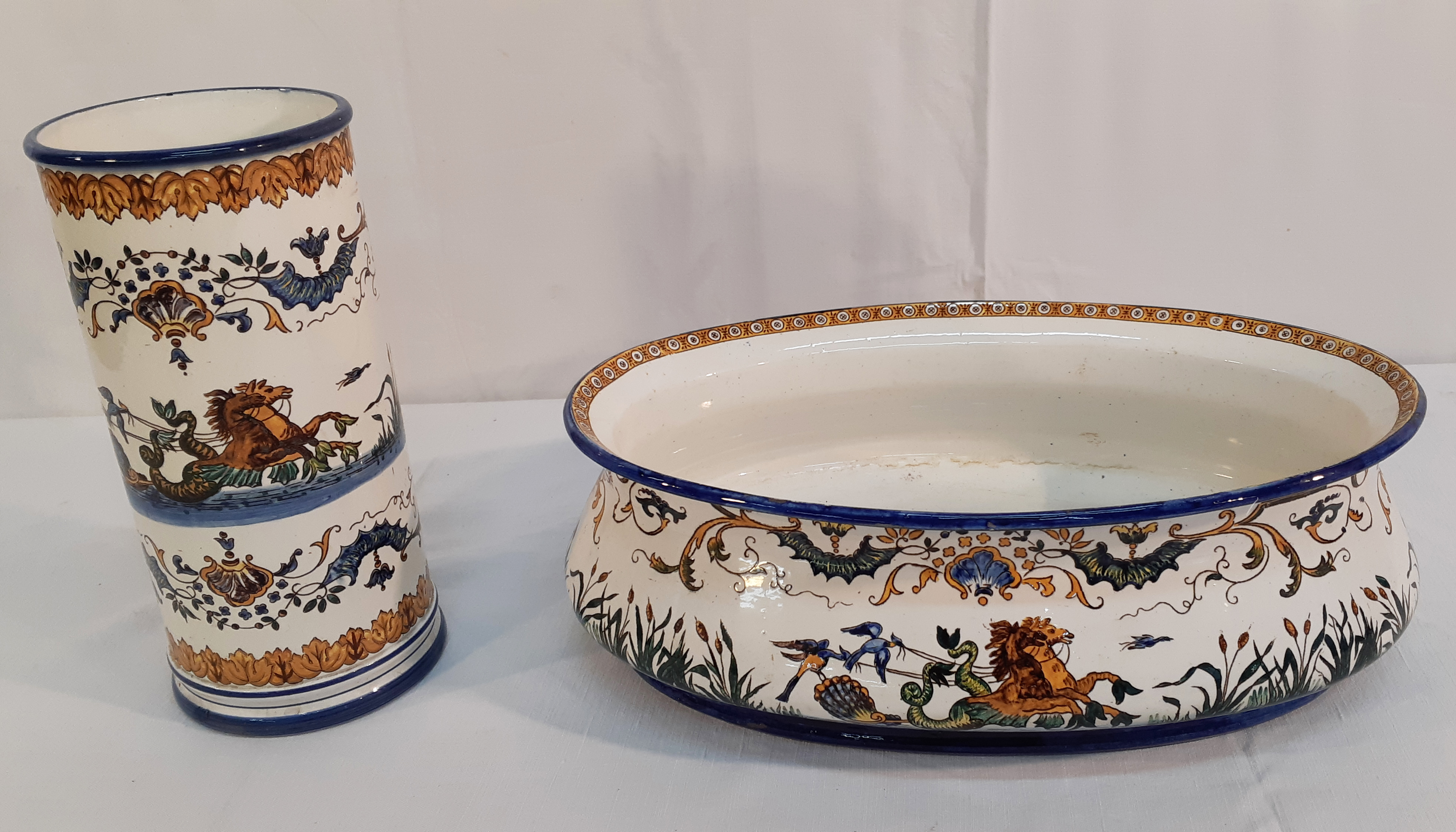 2 PC LOT OF FRENCH GIEN GLAZED 35fafd