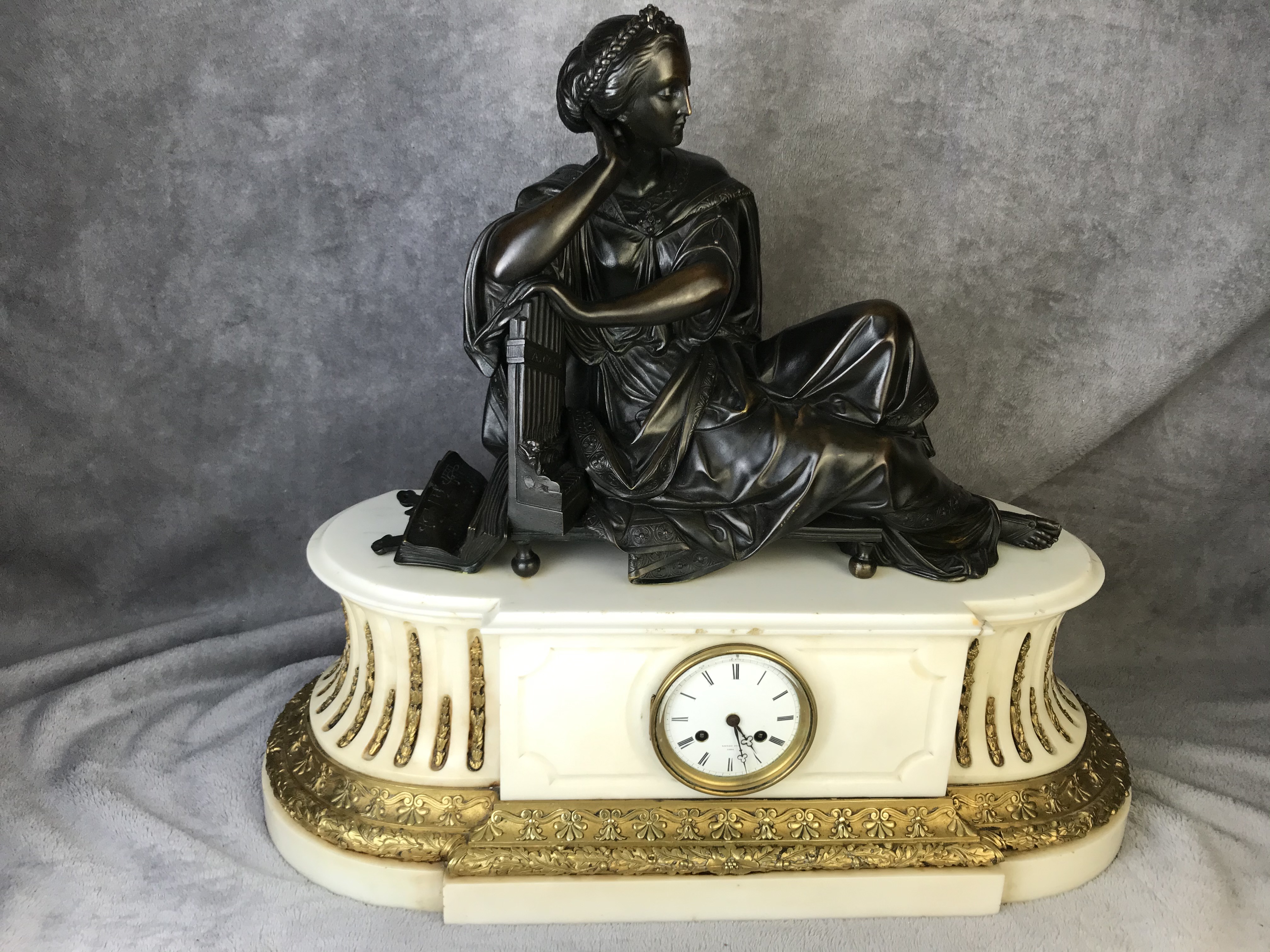 FRENCH FIGURAL GILT BRONZE MTD