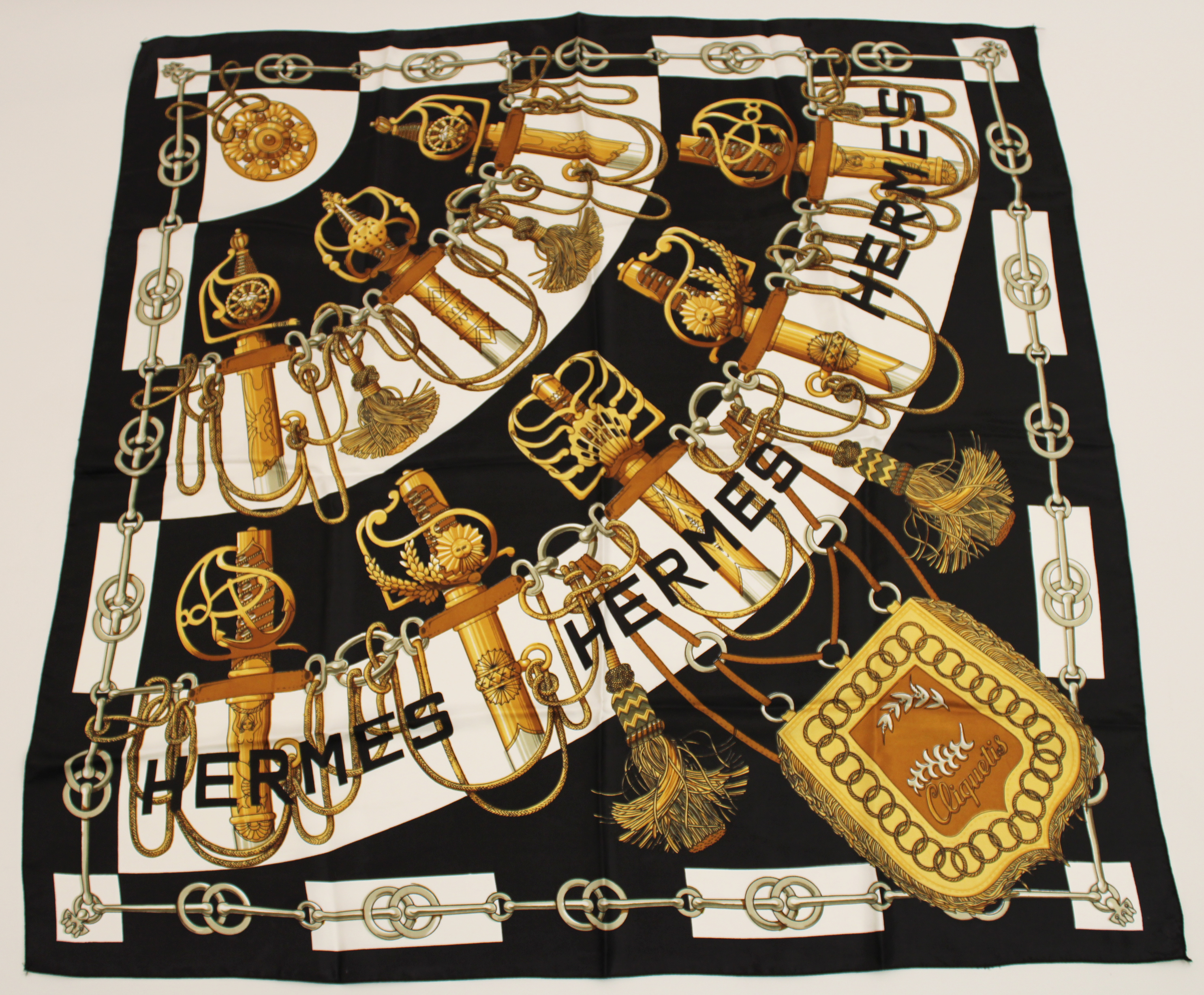 BLACK AND GOLD HERMES PARIS SCARF