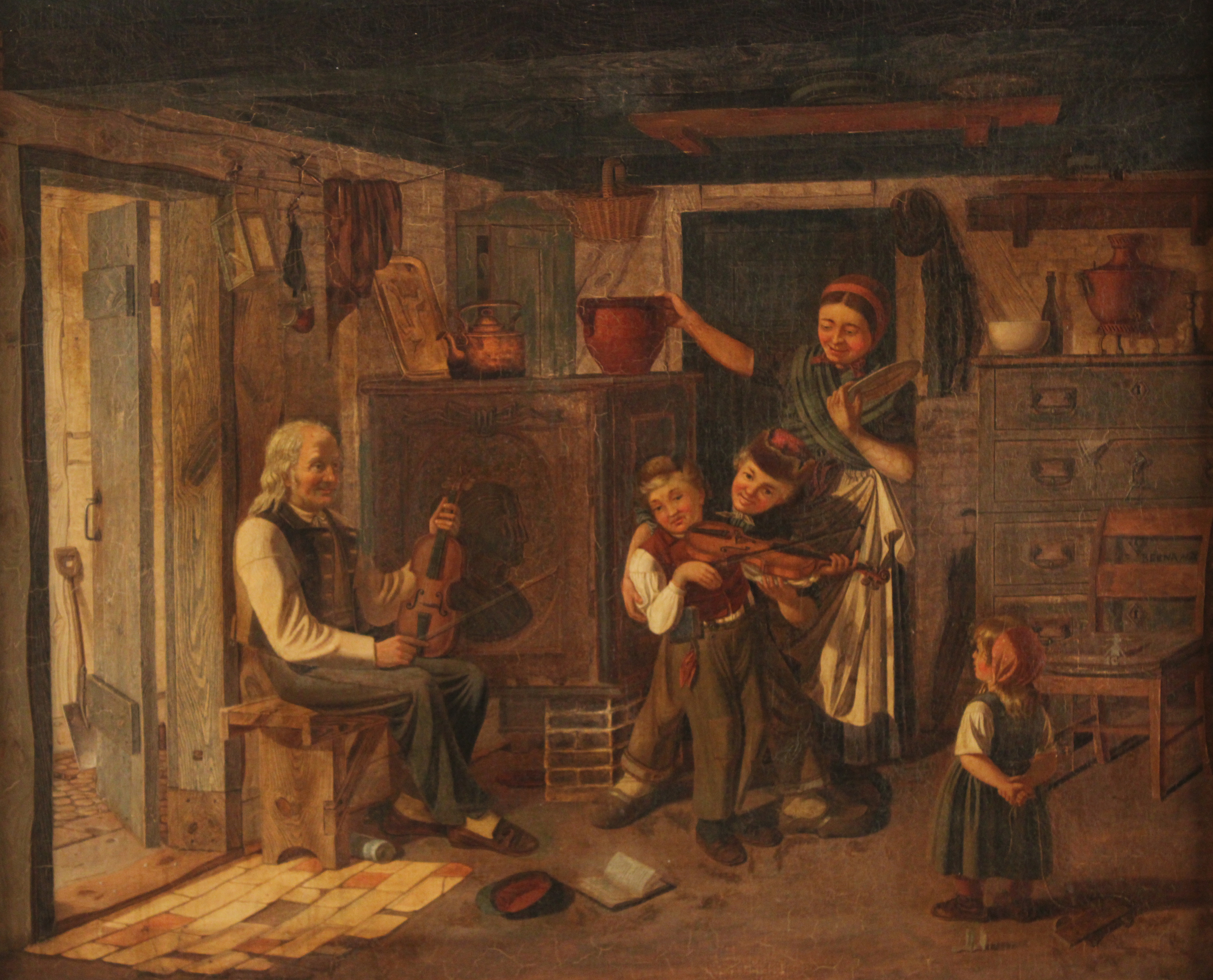 19TH C OIL ON CANVAS INTERIOR 35fb83