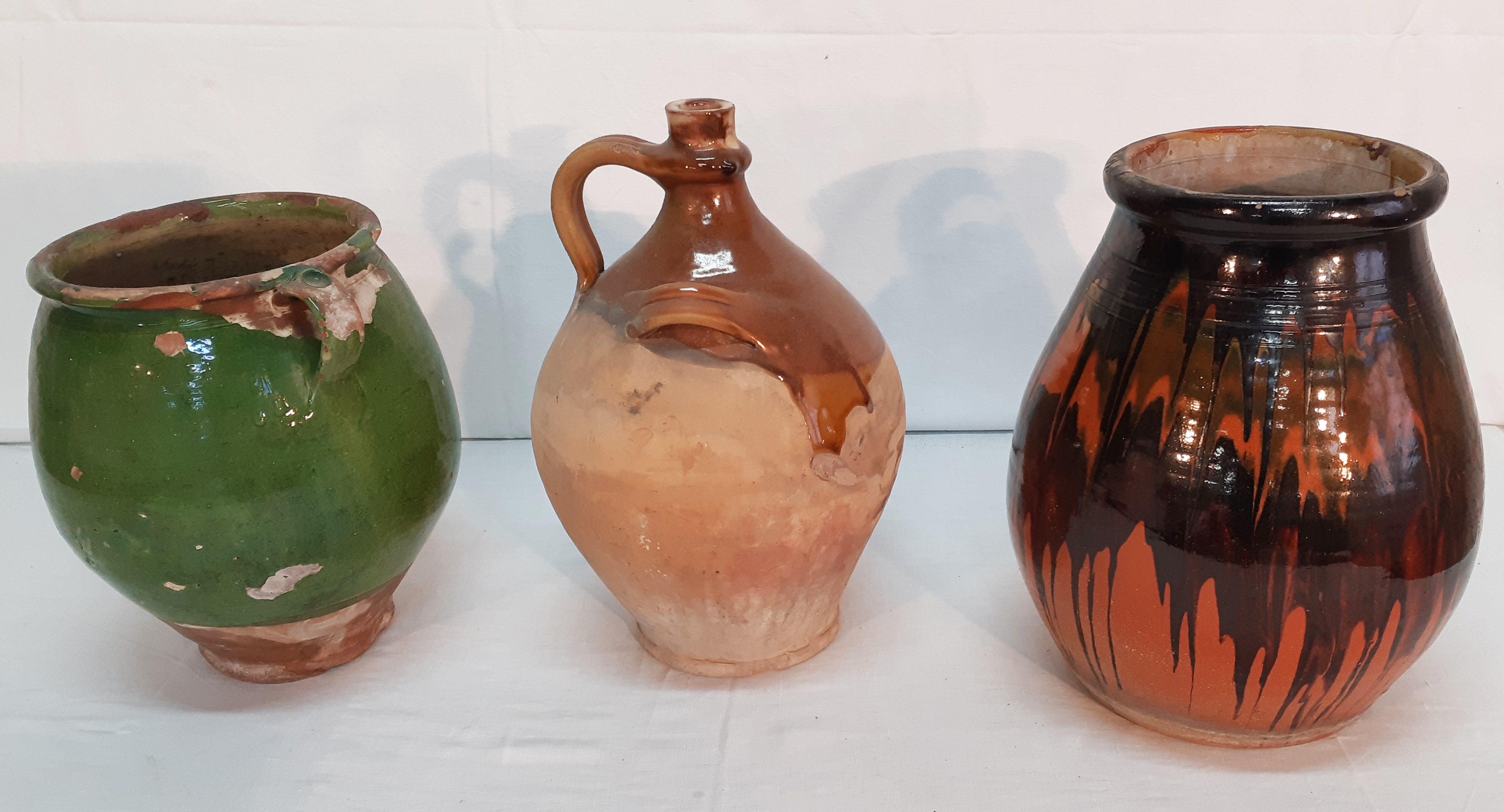 3 PC. FRENCH GLAZED TERRA COTTA WARE