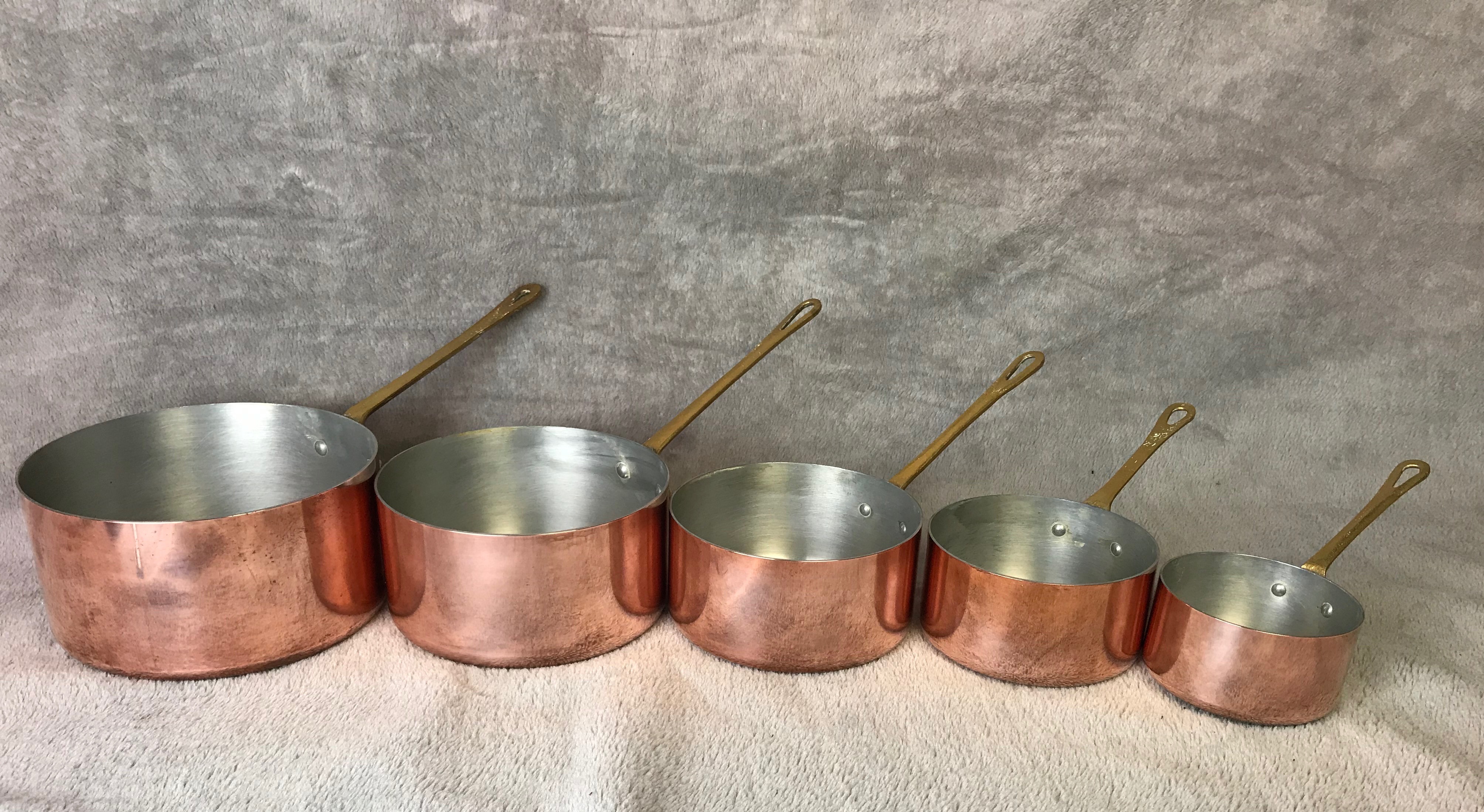 GRADUATED SET OF 5 FRENCH COPPER CULINARY