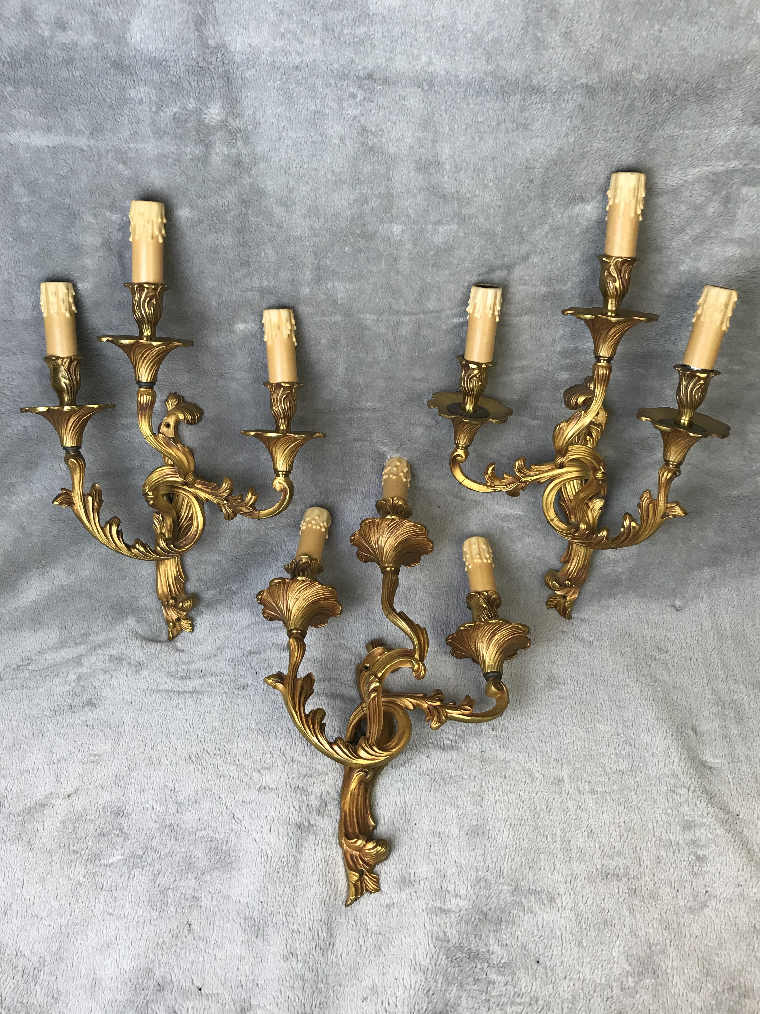 3 LOUIS XV STYLE BRONZE 3 LIGHT