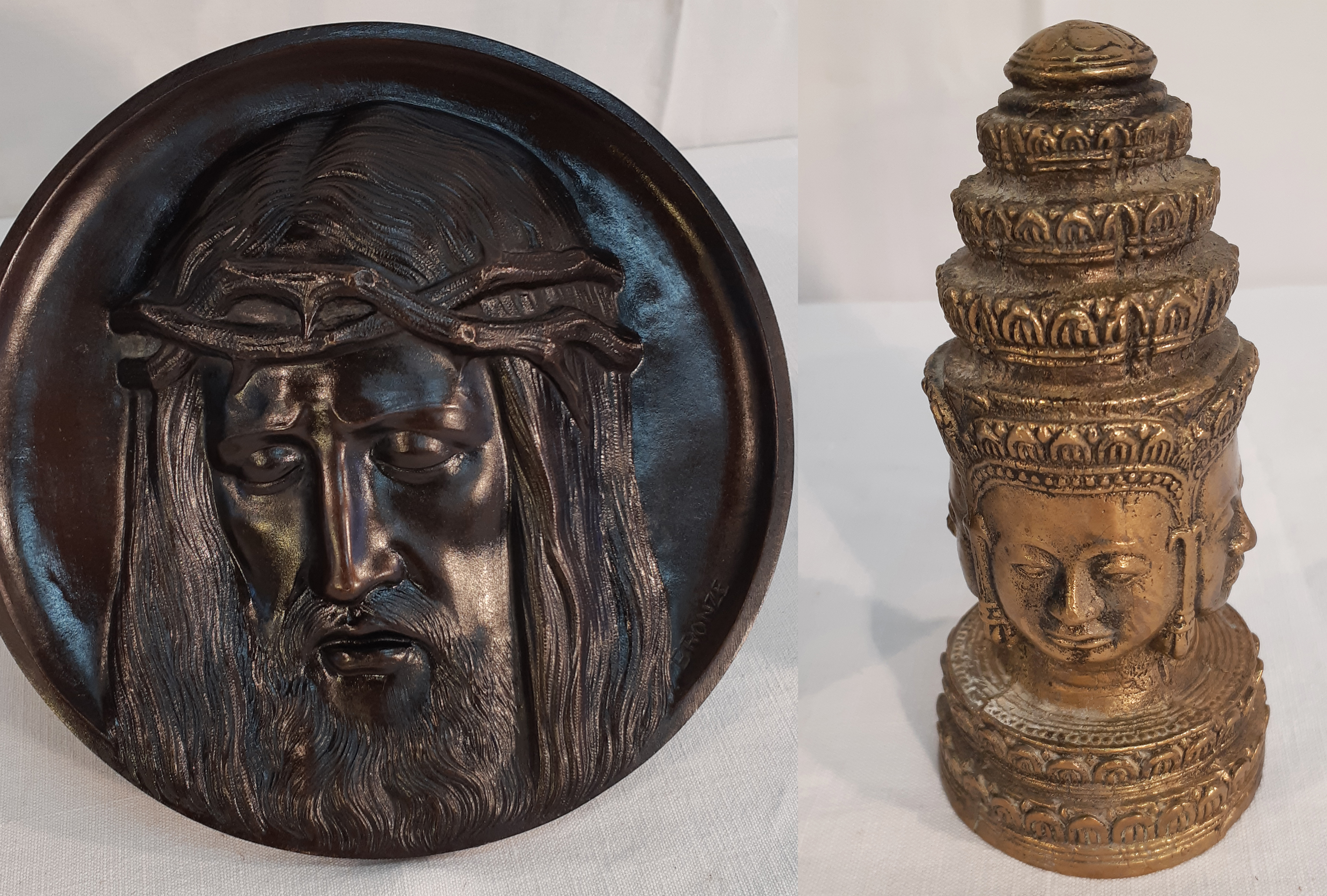 BRONZE BUDDHA WAX SEAL AND PLAQUE