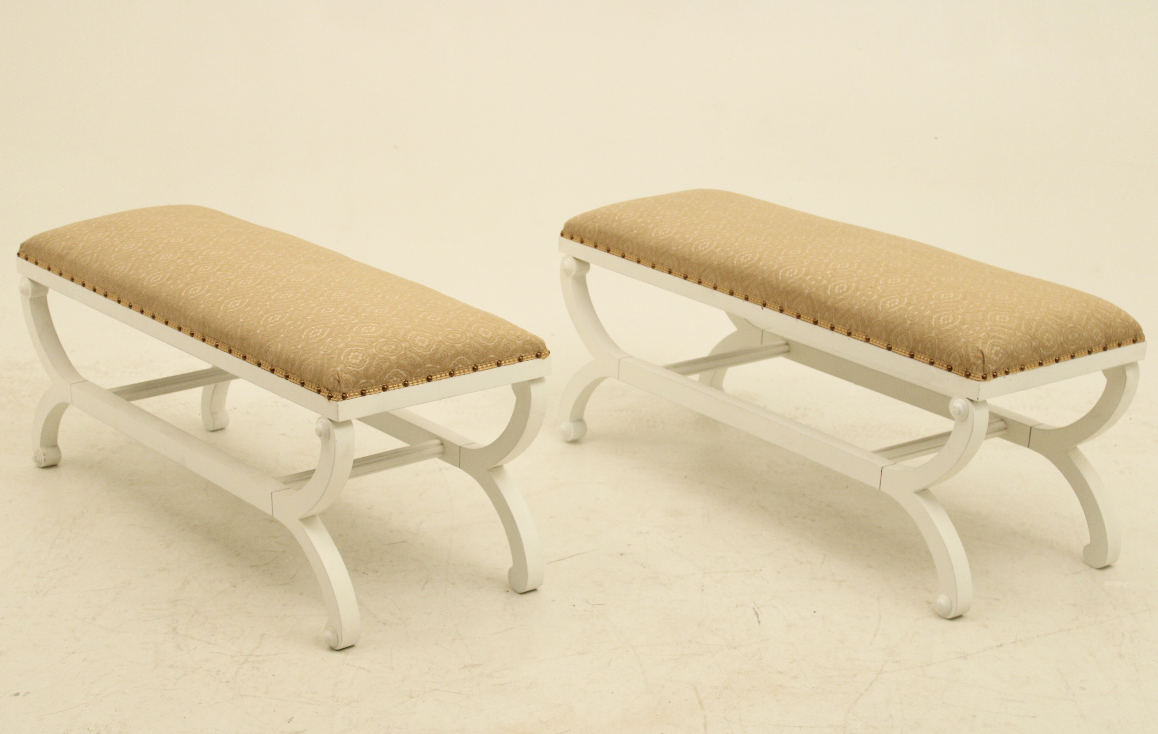 PR OF UPHOLSTERED LONG BENCHES 35fc1a