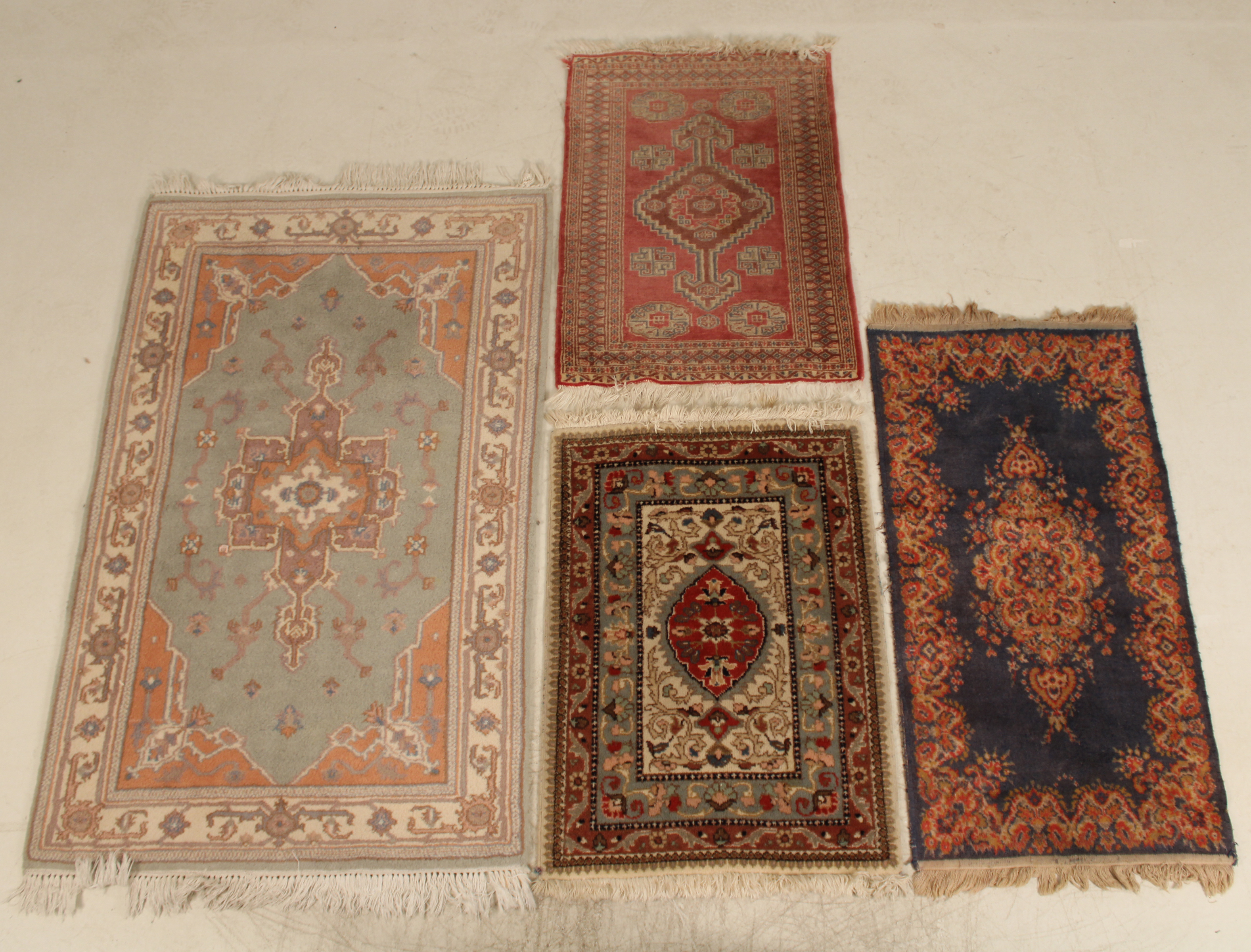 LOT OF 4 ORIENTAL THROW RUGS MISC.