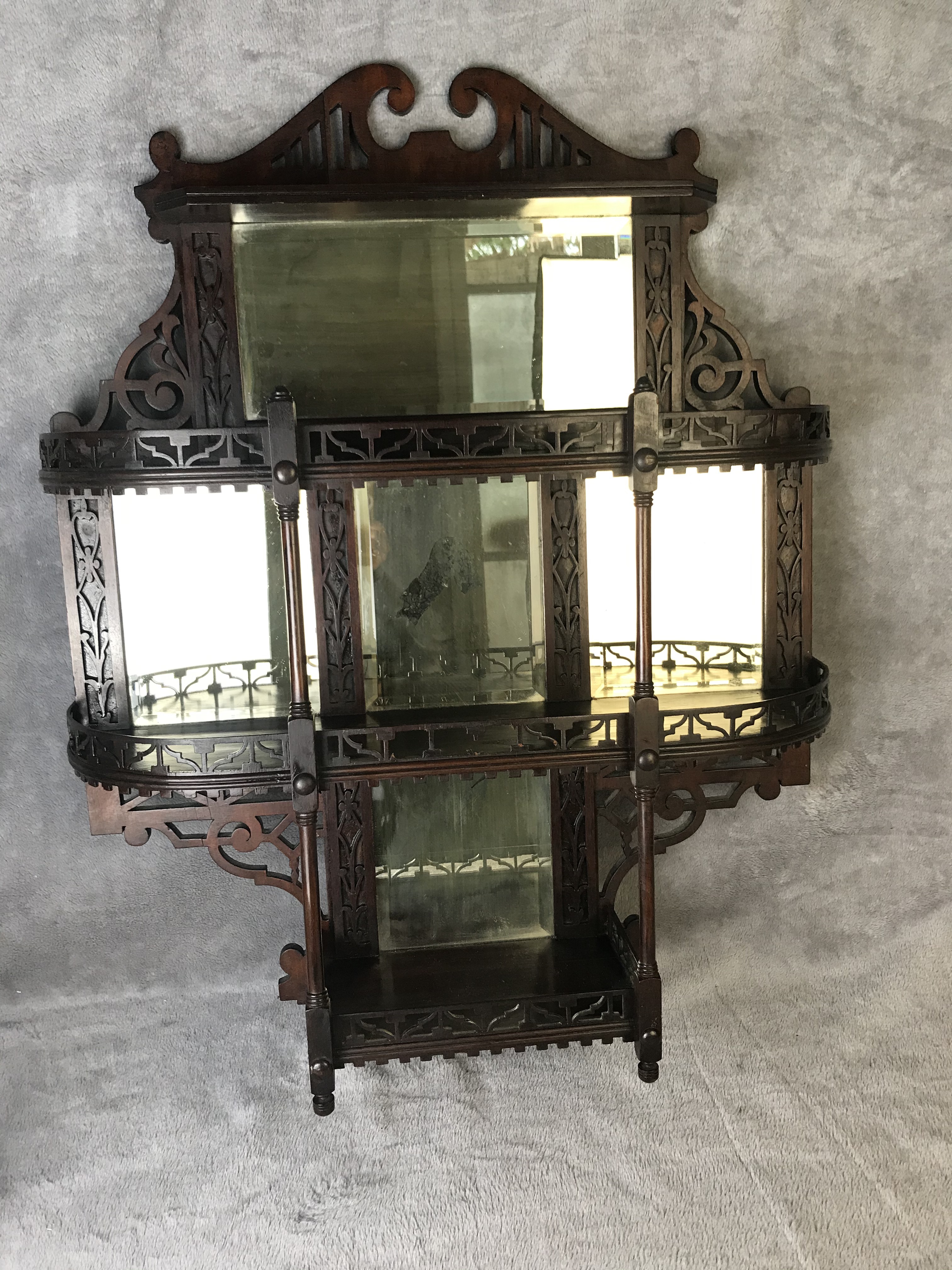 HANGING FRETWORK MAHOGANY MIRROR