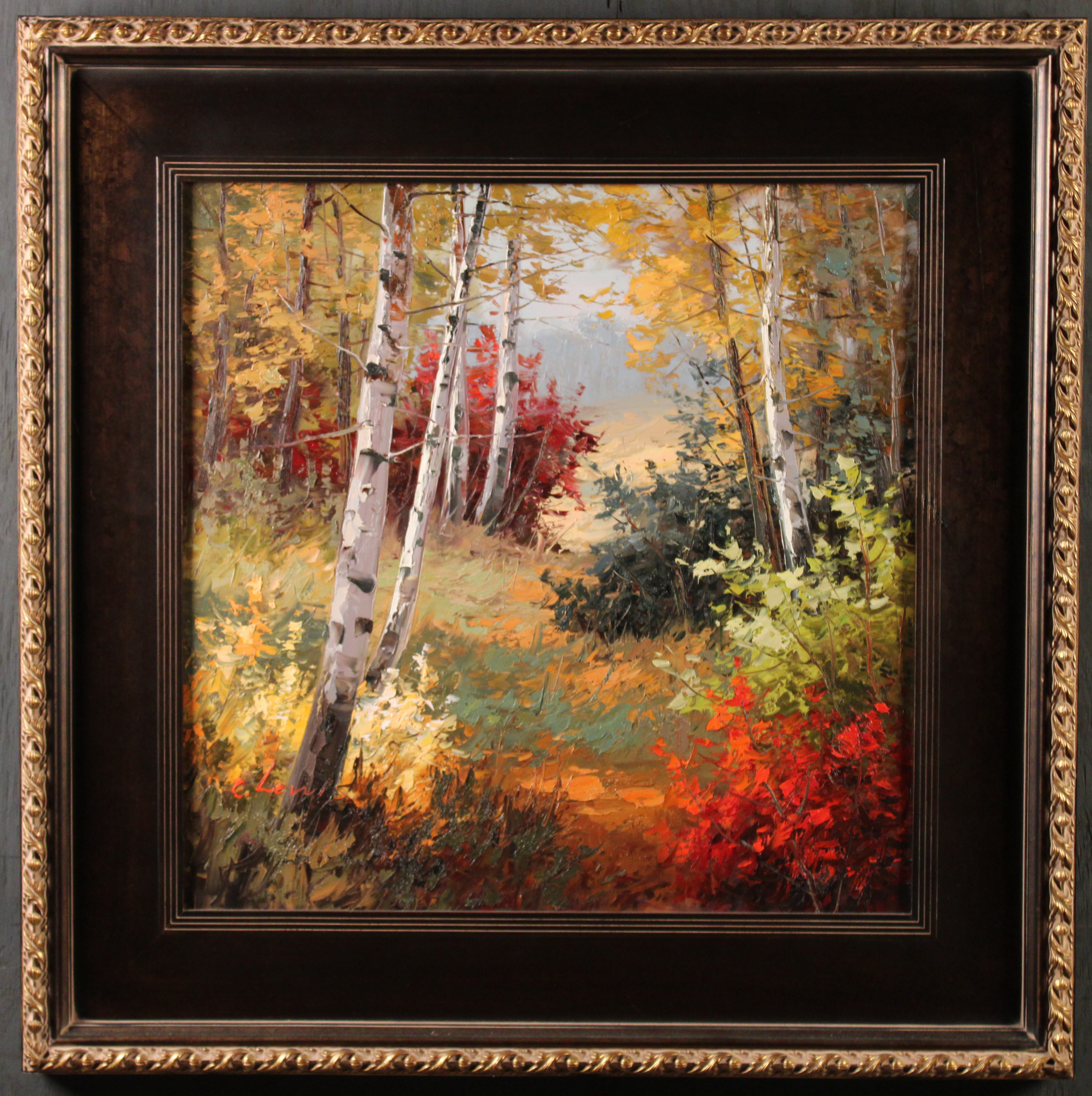 OIL ON CANVAS OF FOREST LANDSCAPE,