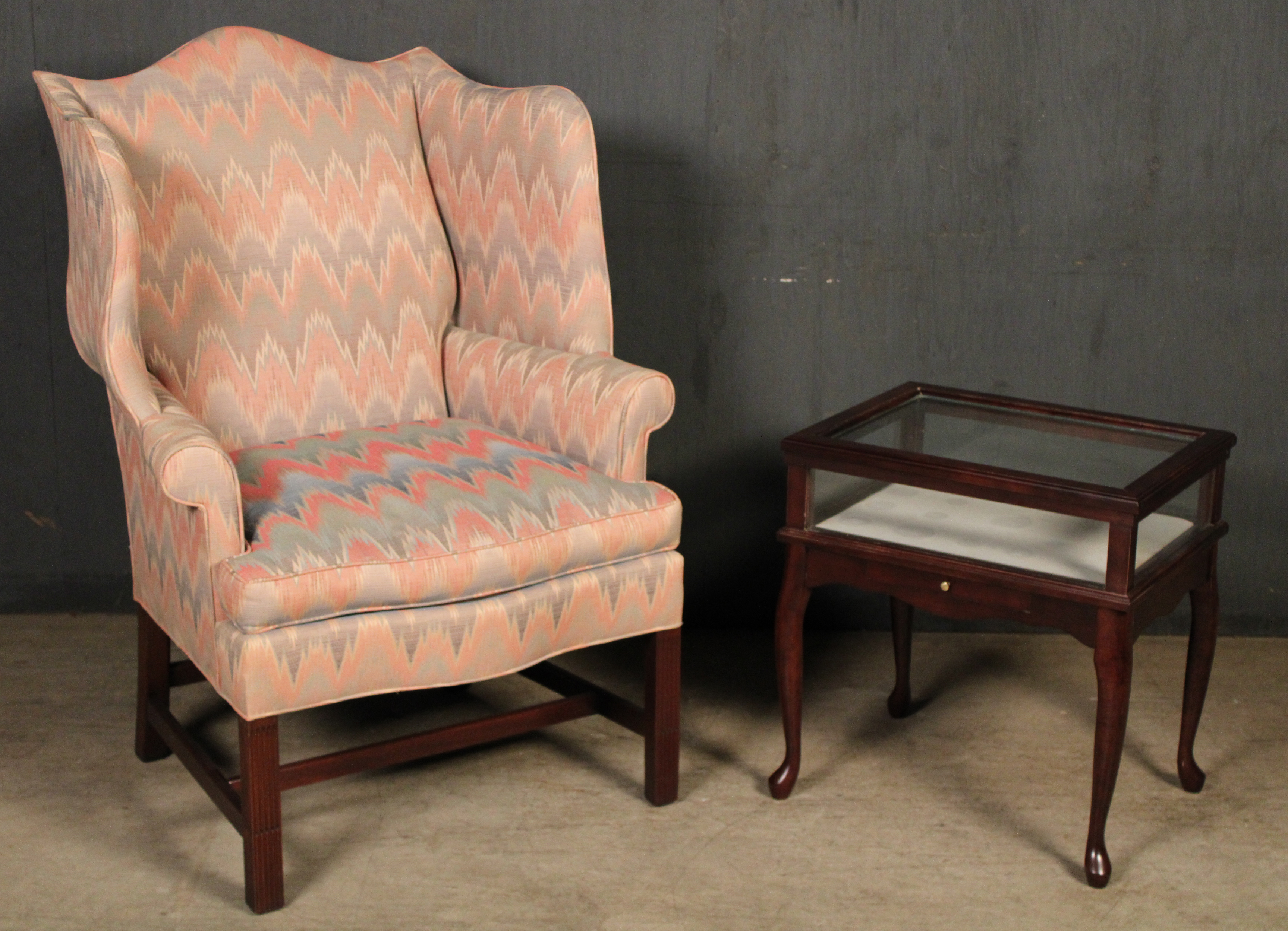 UPHOLSTERED WING CHAIR AND SPECIMEN 35fcca