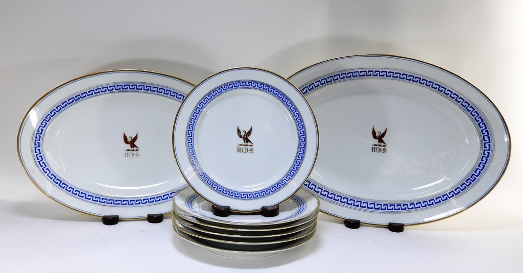 8PC 19C. FRENCH LIMOGES ARMORIAL