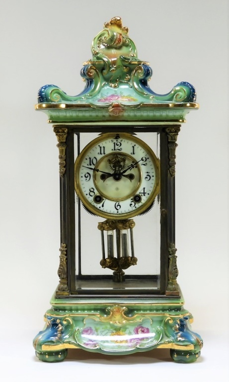 ANSONIA PORCELAIN & BRASS CRYSTAL REGULATOR