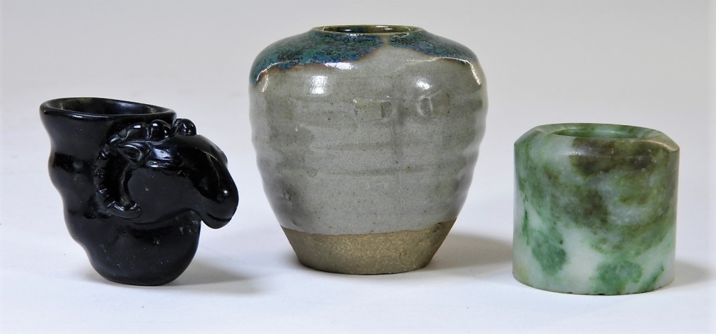 3PC CHINESE QING DYNASTY JADE POTTERY