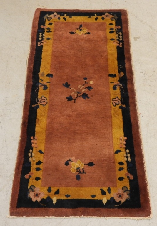 CHINESE ART DECO FLORAL WOOL CARPET 35fe2a