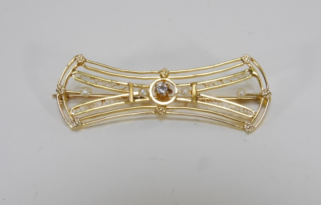 AMERICAN ART NOUVEAU GOLD DIAMOND