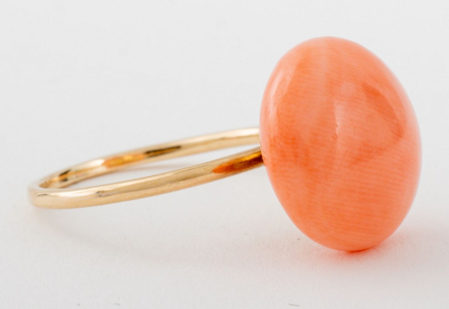 14K YELLOW GOLD CORAL RING 14K 35feb1