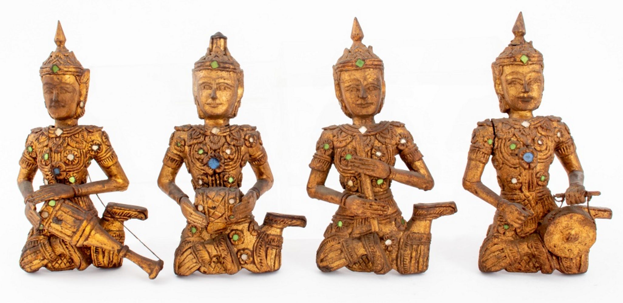 THAI GILT WOOD MUSICIAN SCULPTURES  35fed7