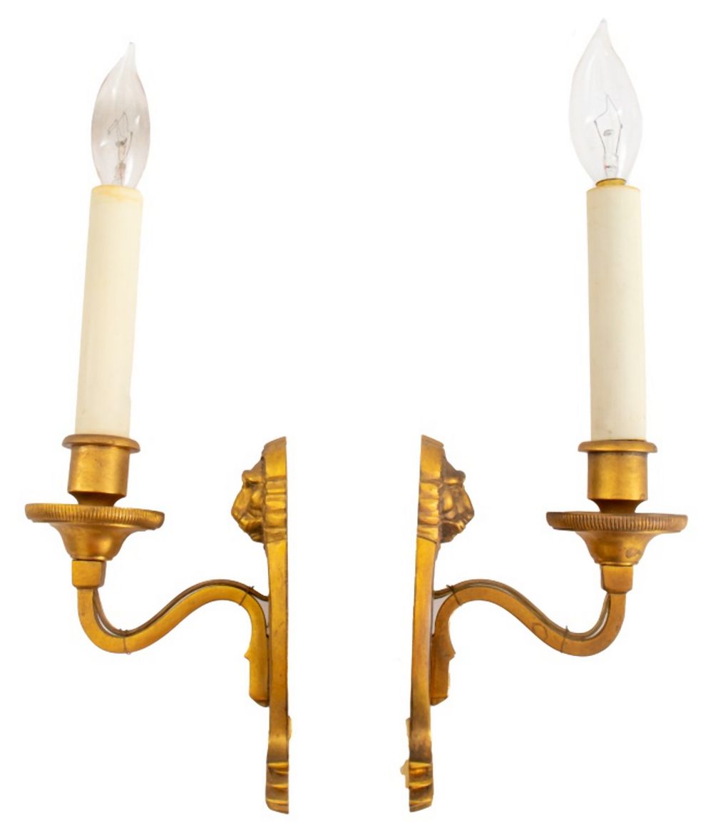 PAIR OF EMPIRE STYLE GILT BRONZE SCONCES,