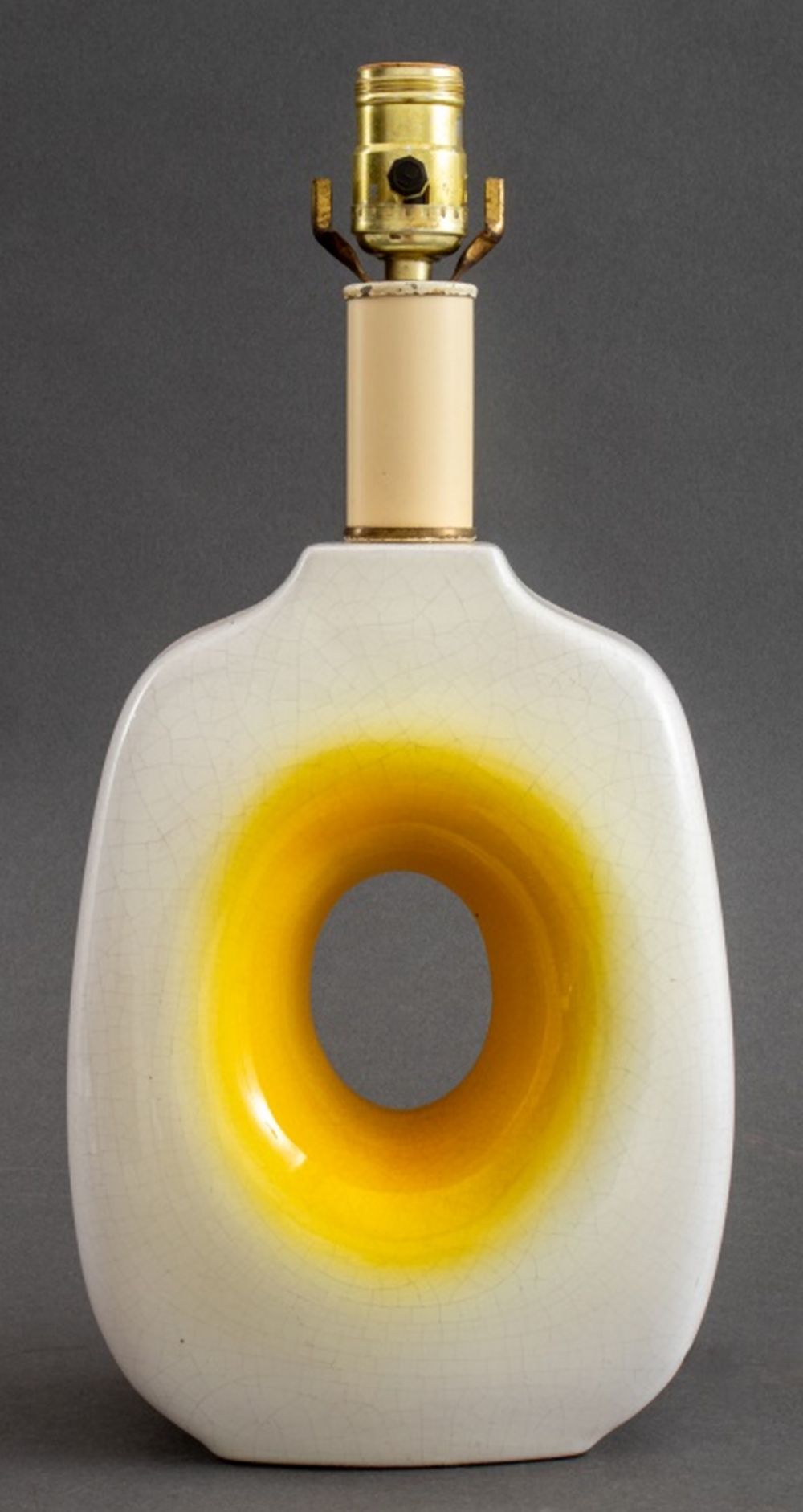 MODERN WHITE & YELLOW ABSTRACT CERAMIC