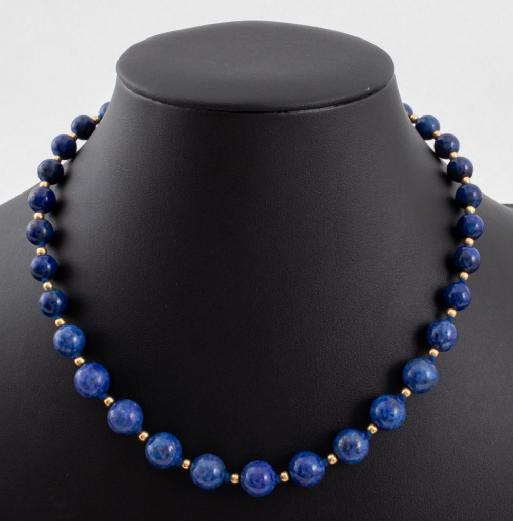 LAPIS LAZULI 14K YELLOW GOLD BEAD 35ff31