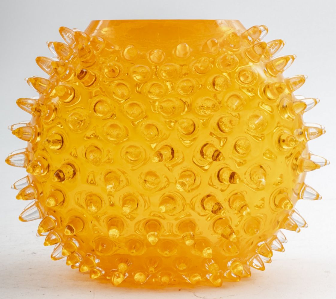 MODERN TANGERINE URCHIN ART GLASS 35ff45