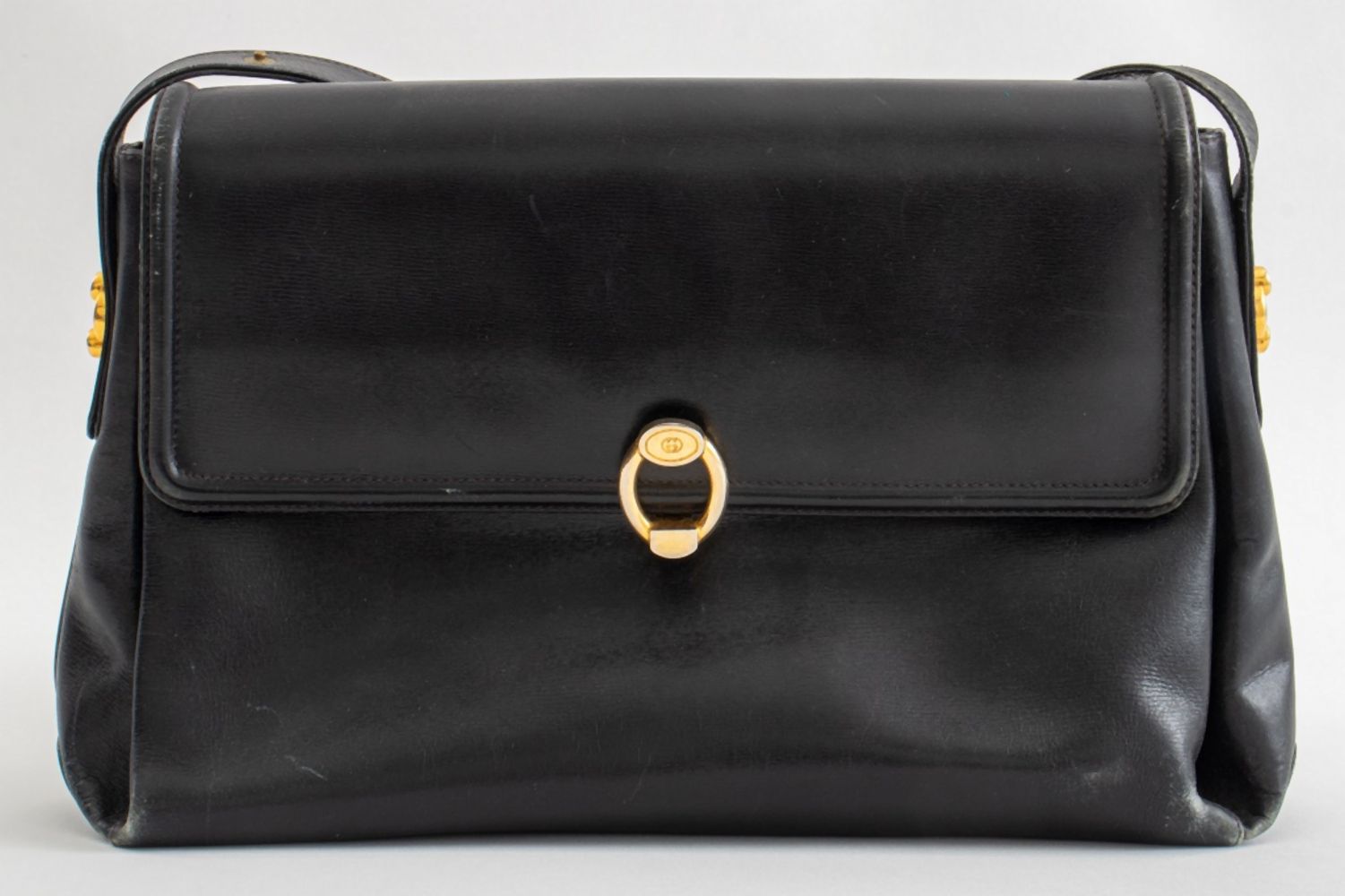 GUCCI VINTAGE BLACK LEATHER HANDBAG 35ff55