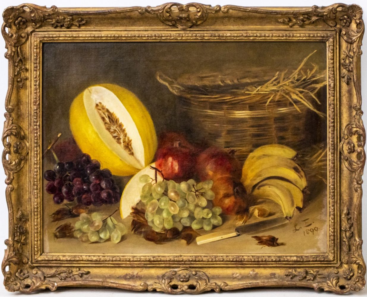 ANTIQUE STILL LIFE WITH FRUIT OIL