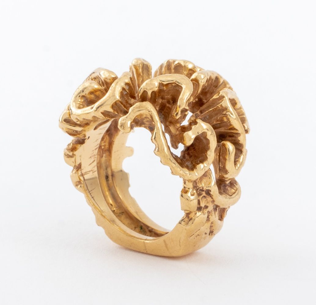 14K YELLOW GOLD FREEFORM RING 14K 36009e