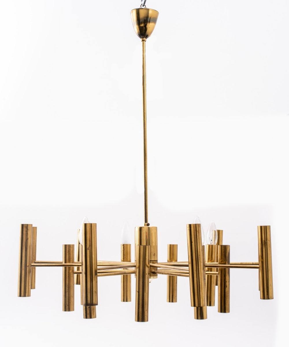 LIGHTOLIER ITALIAN MODERNIST CHANDELIER 3600bb