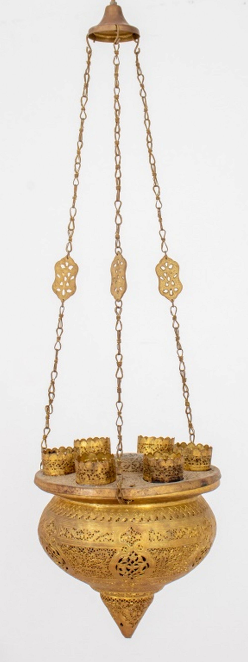 MOROCCAN GILT BRASS SIX LIGHT OIL